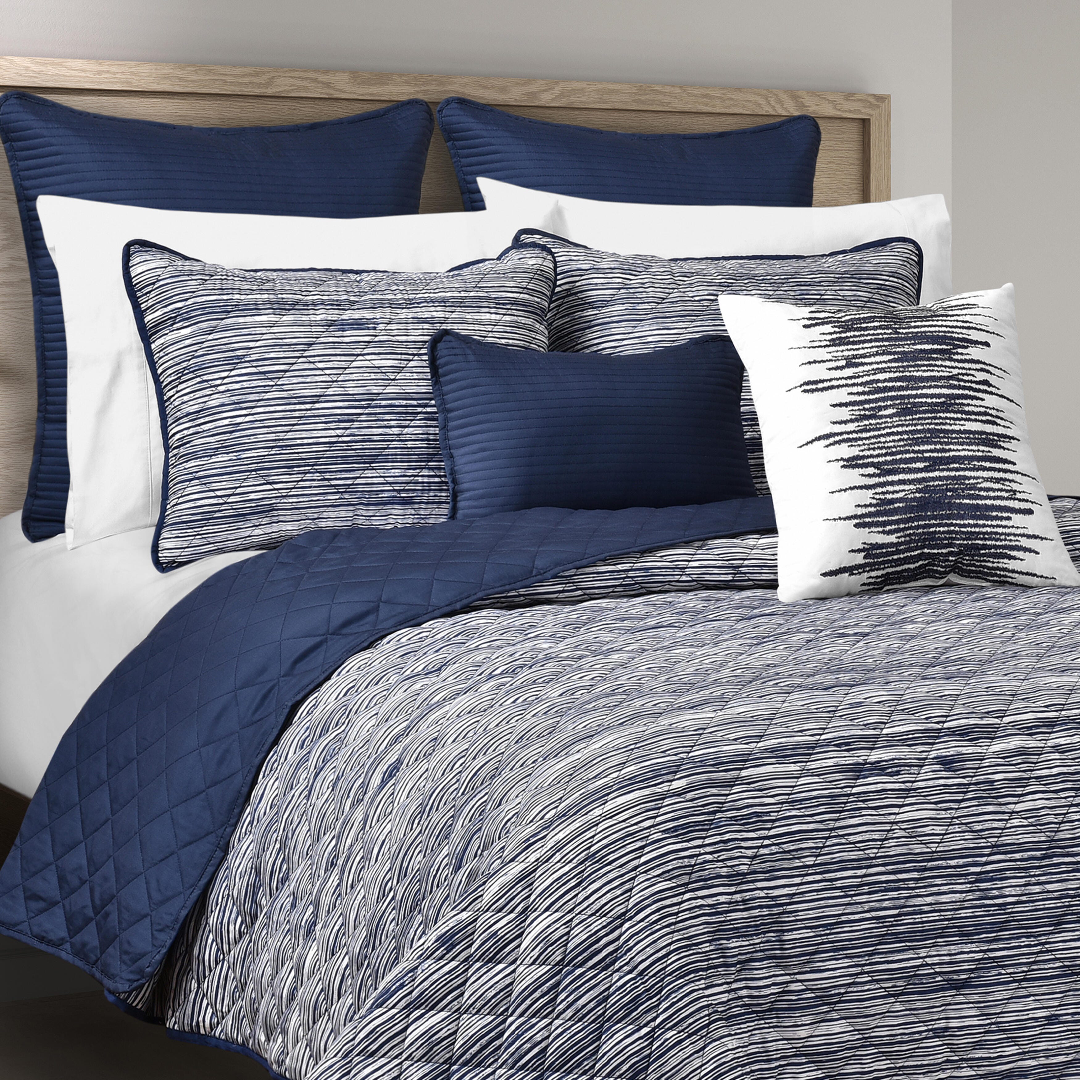 Royal Court Dalton 3 PieceFull/Queen Quilt Set, Navy, large