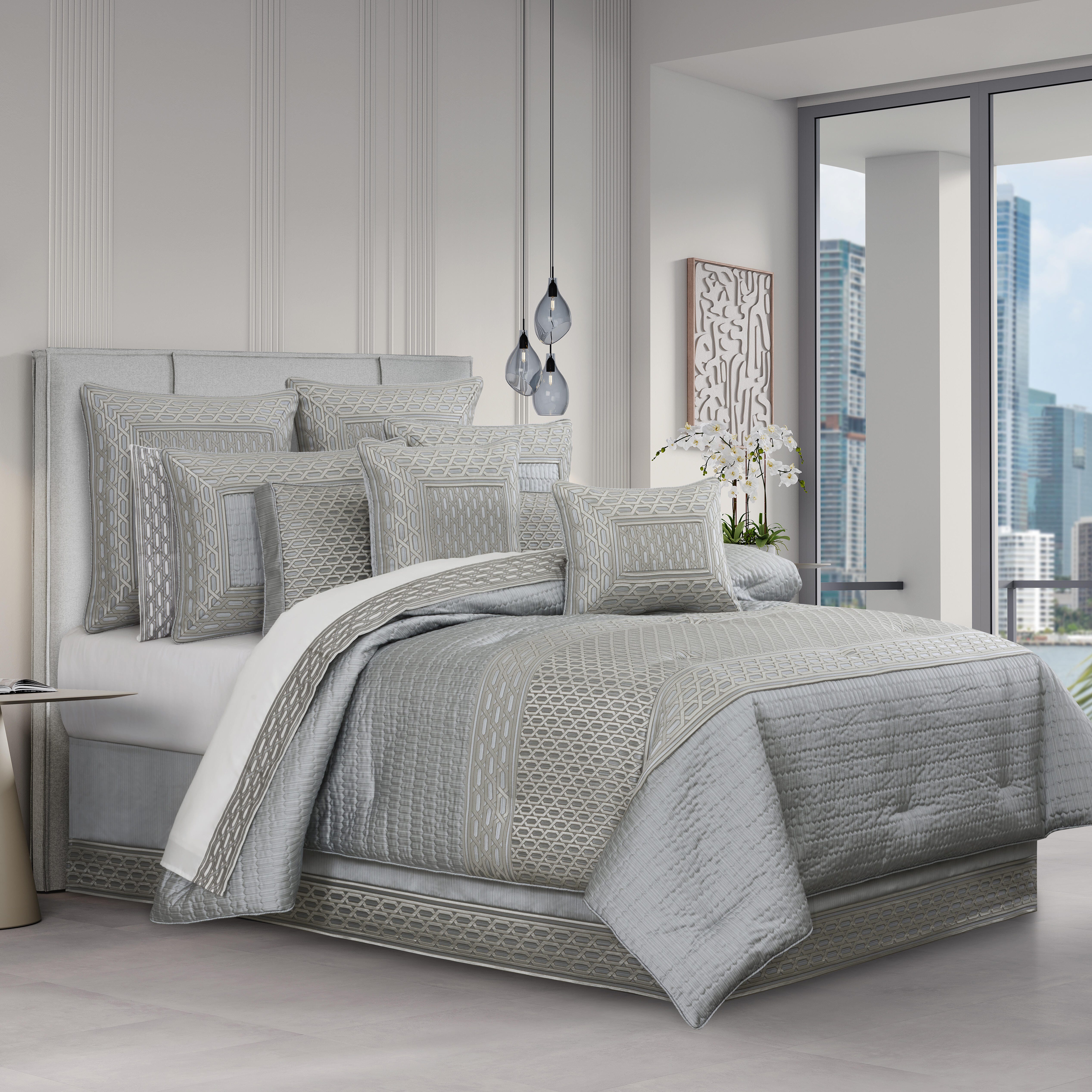 J. Queen New York Metropolitan 4 Piece King Comforter Set, Cloud, large