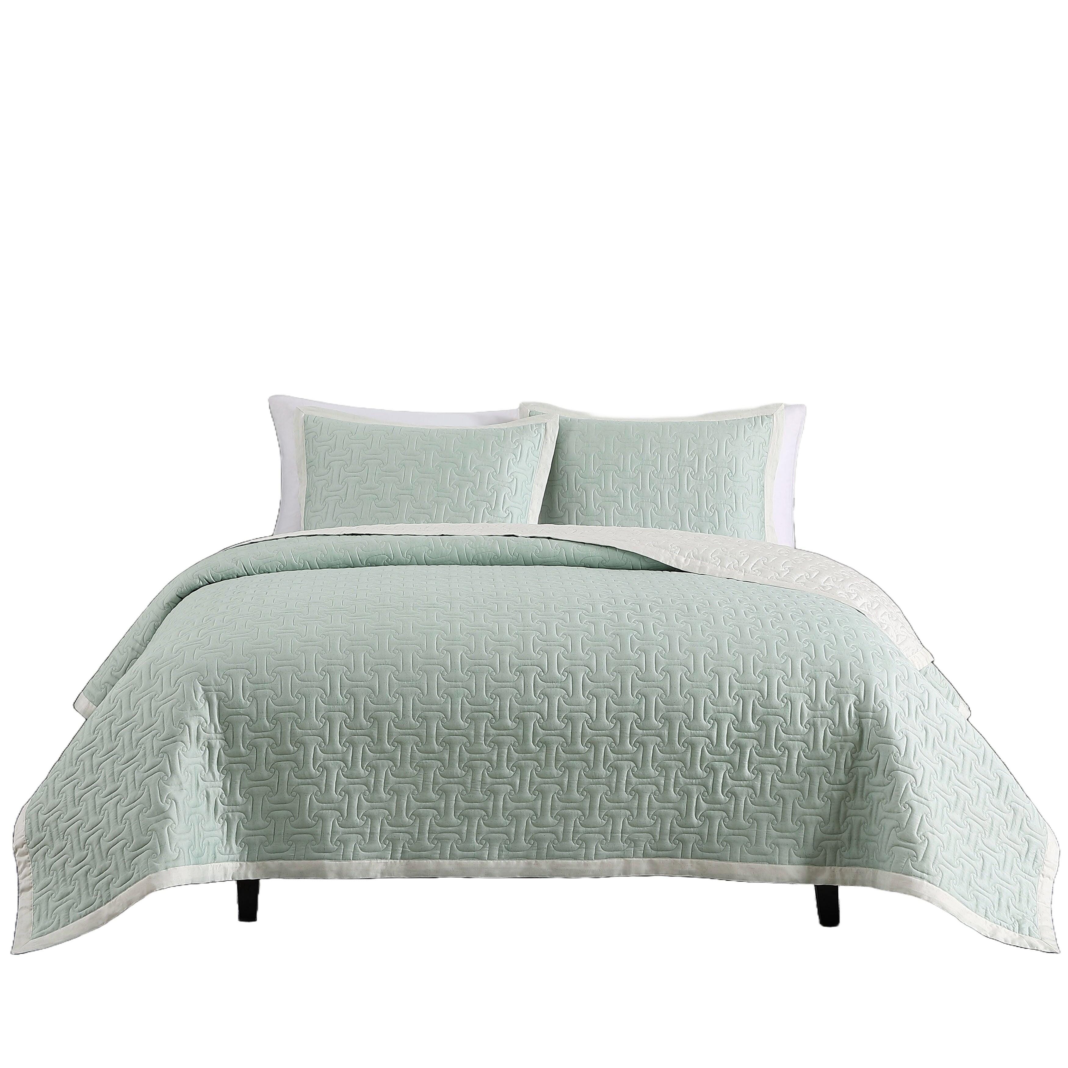 Bebejan&reg; 3 Piece King Quilted Coverlet Set, Sage/Ivory, large
