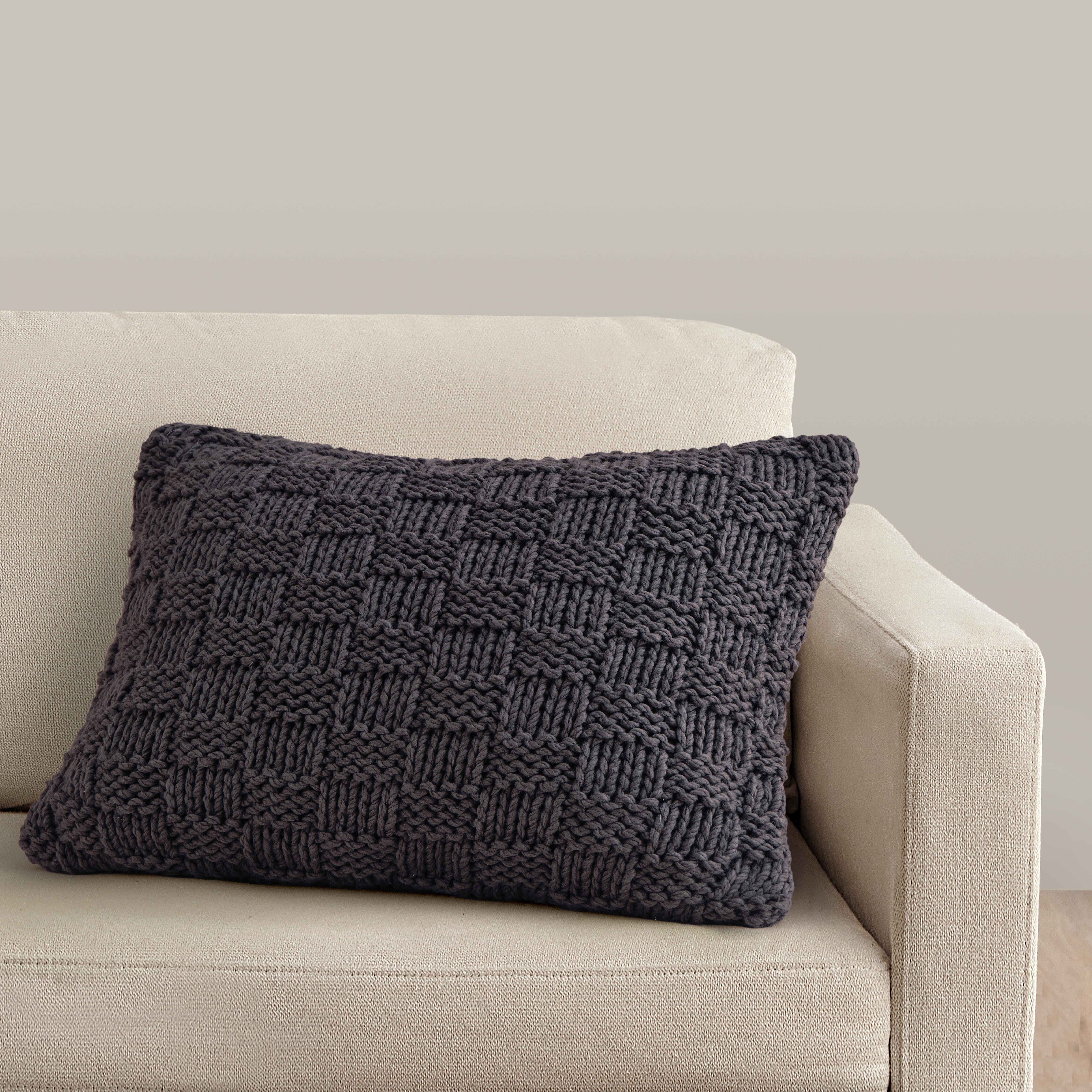 Ashley Luxe HiEnd Accents Chess Knit Dutch Euro Pillow, 28" x 38", Slate, 1PC, , rollover