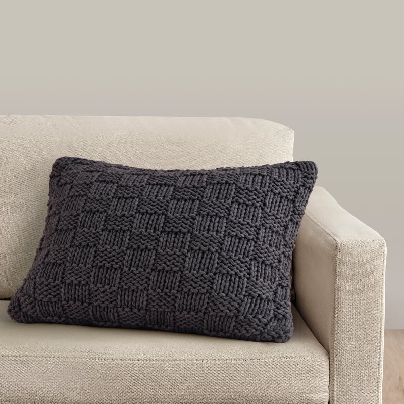 Ashley Luxe Chess Knit Dutch Euro Pillow, Slate
