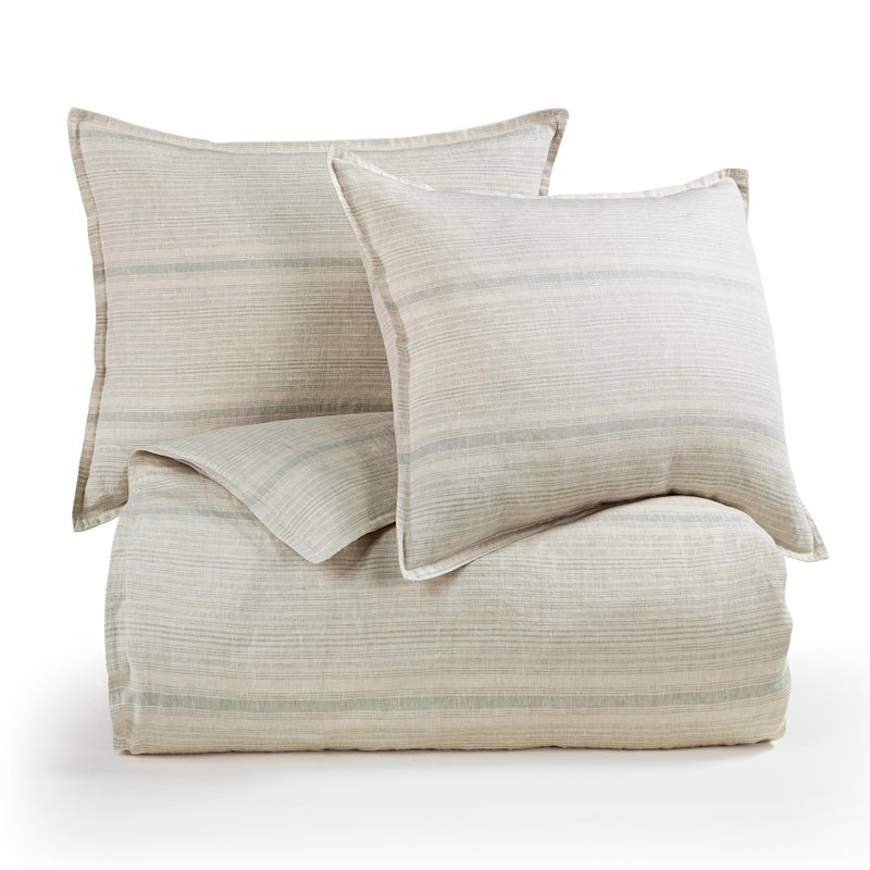 Ashley Luxe King Flax Linen Duvet Cover Set, Light Blue