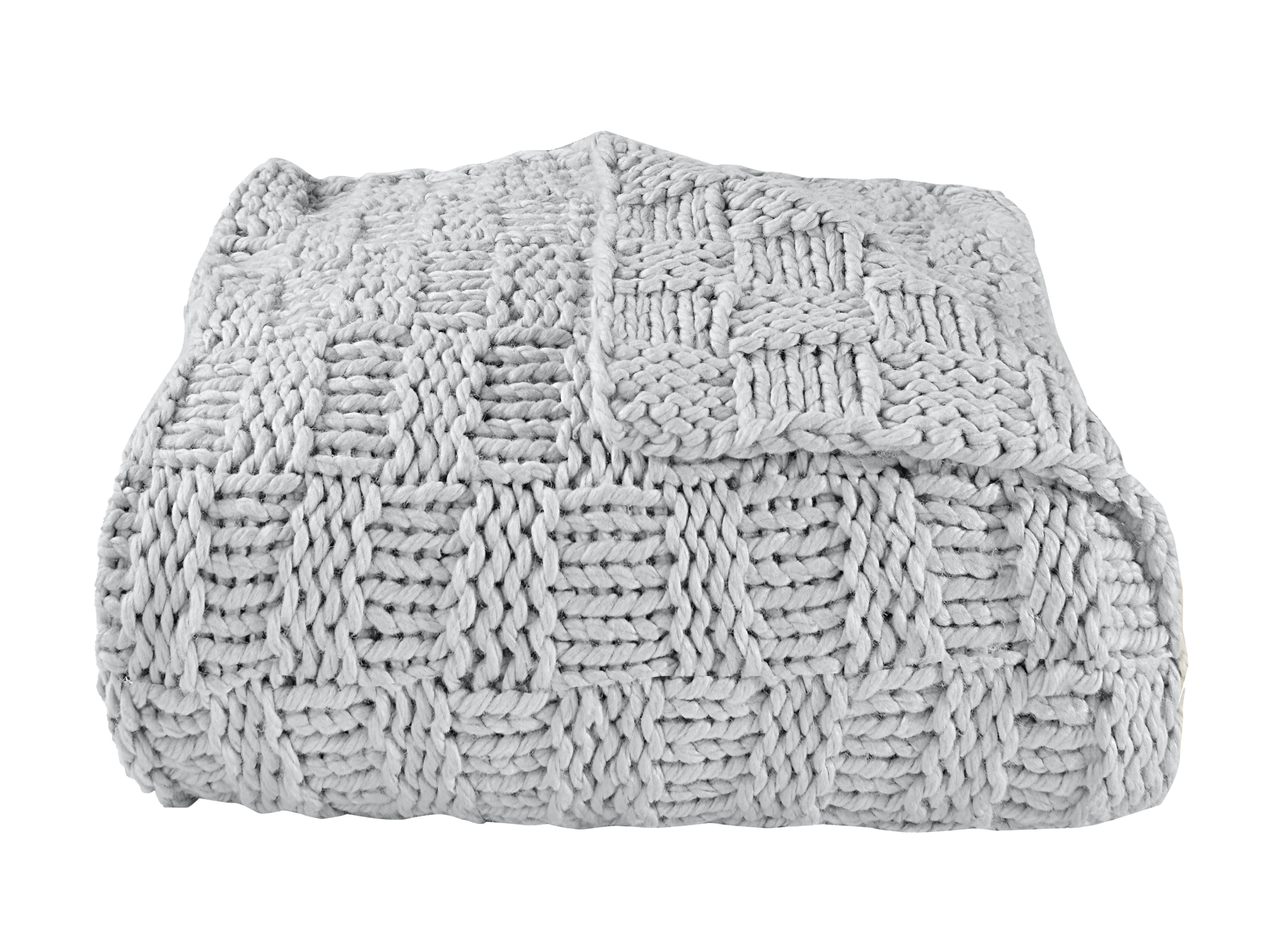 Ashley Luxe HiEnd Accents Chess Knit Throw, 50" x 60", Gray, 1PC, , large