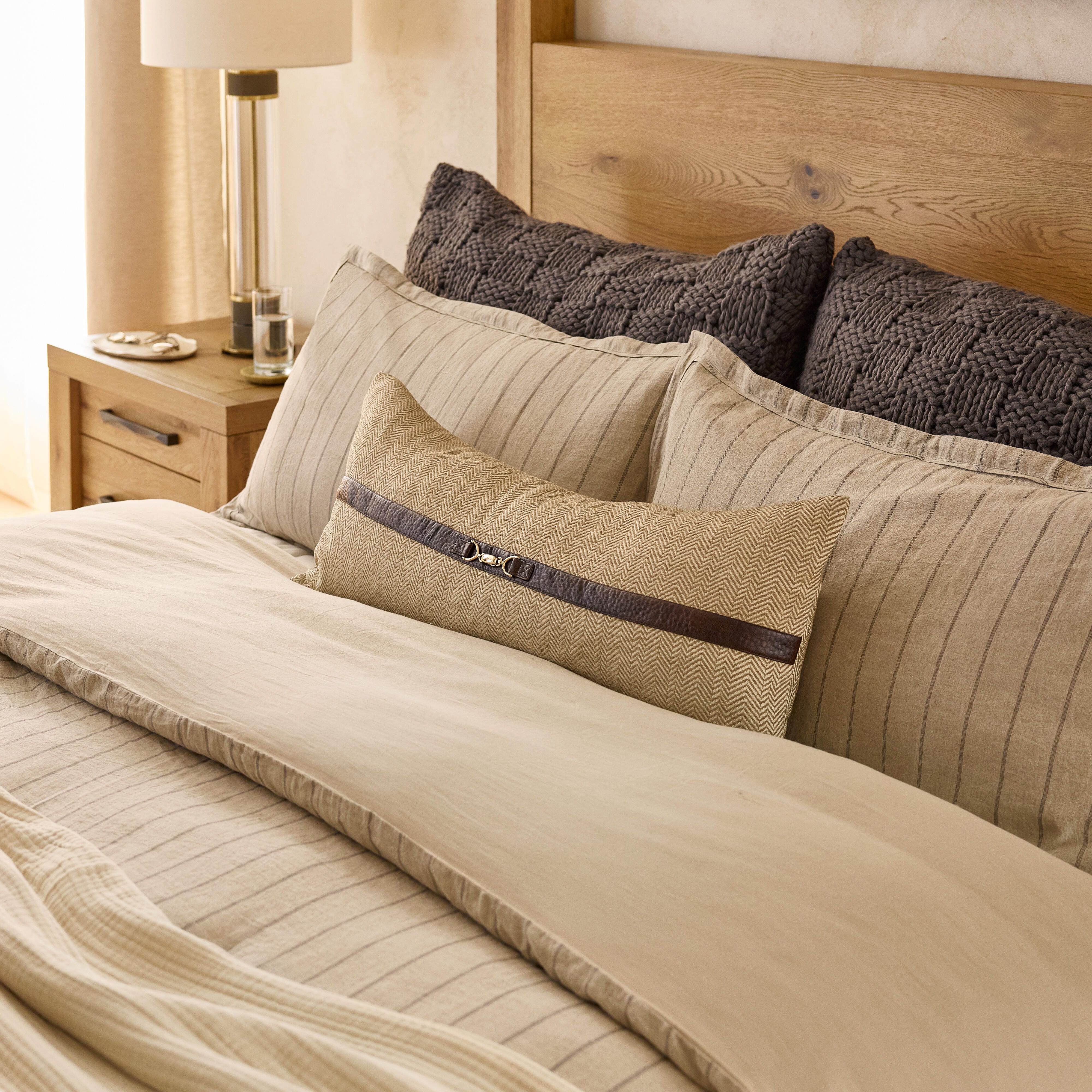 Ashley Luxe Herringbone Buckle Detailed Lumbar Pillow