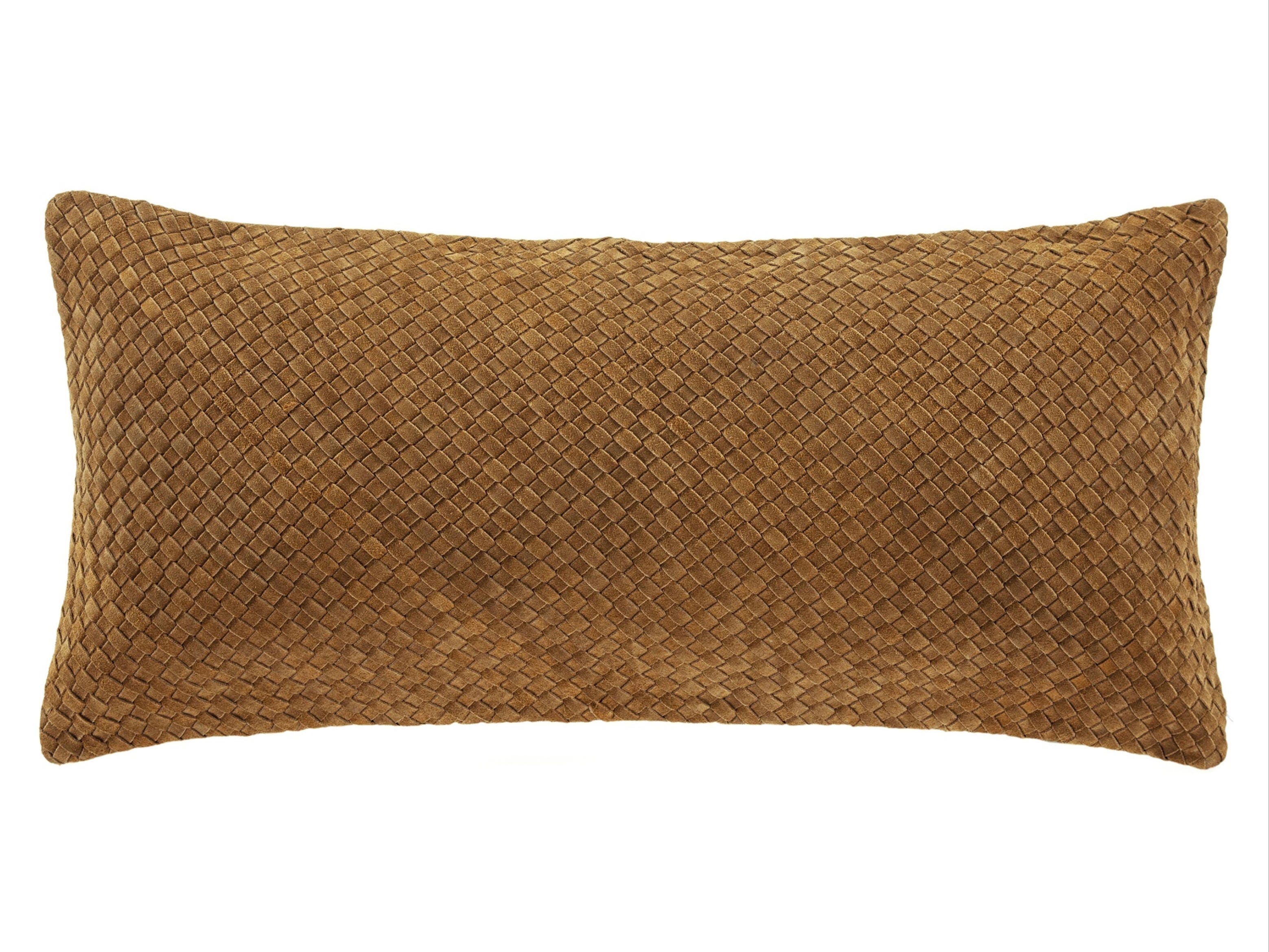Ashley Luxe Paseo Road Woven Suede & Basket Weave Long Lumbar Pillow, 14" x 30", 1PC, , large