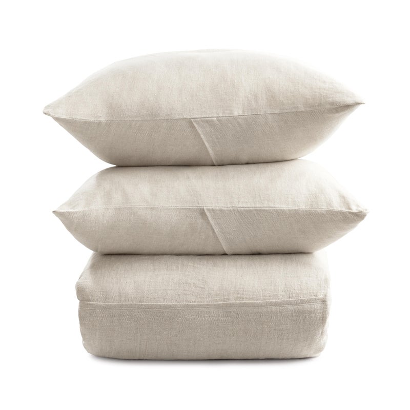 Ashley Luxe King Belgian Linen Duvet With Shams, Beige