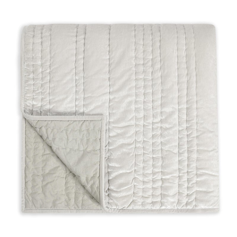 Ashley Luxe Vertically-Quilted Velvet Oversized Throw, Oyster