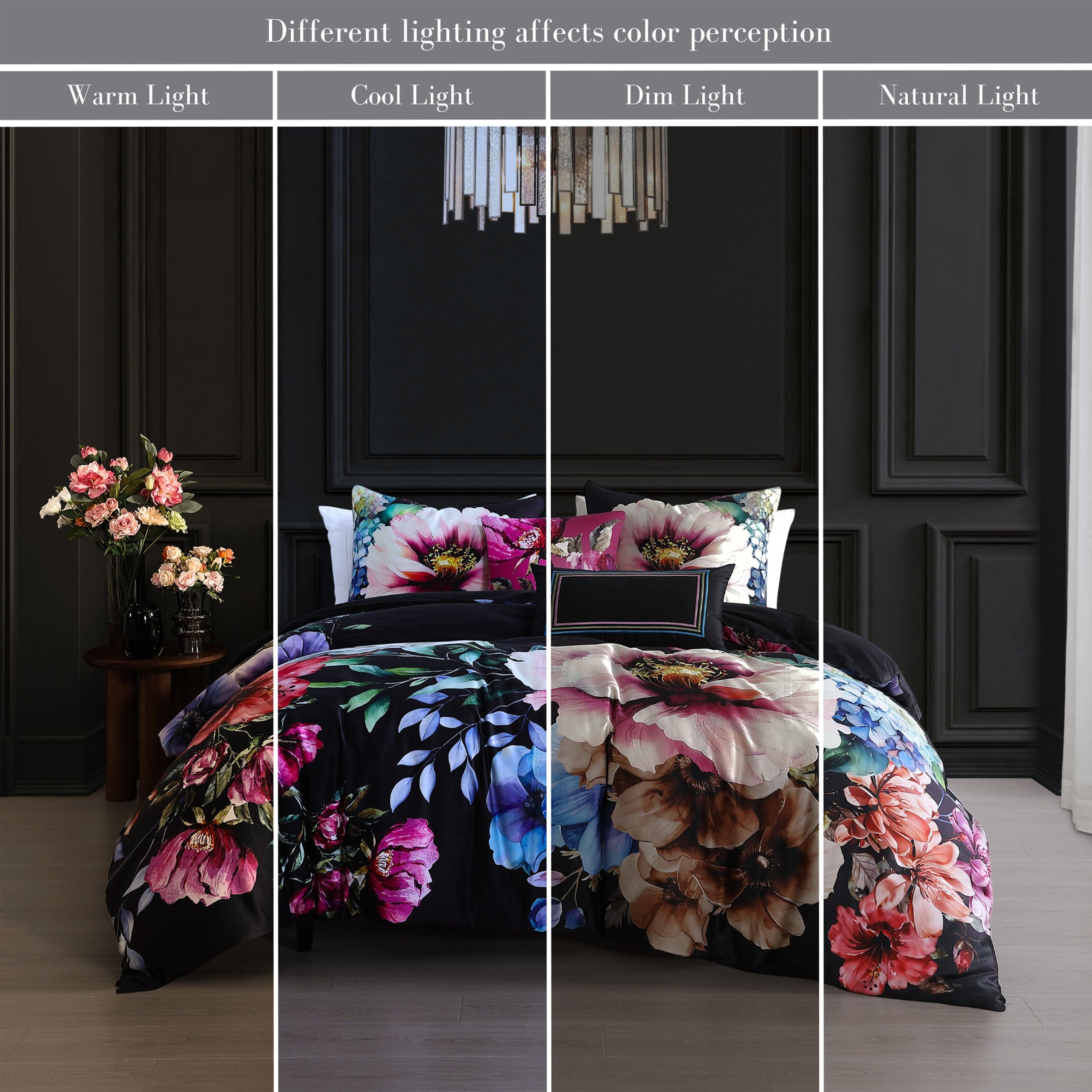 Bebejan® Black Night Poppies 5-Piece King Comforter Set, Black, large