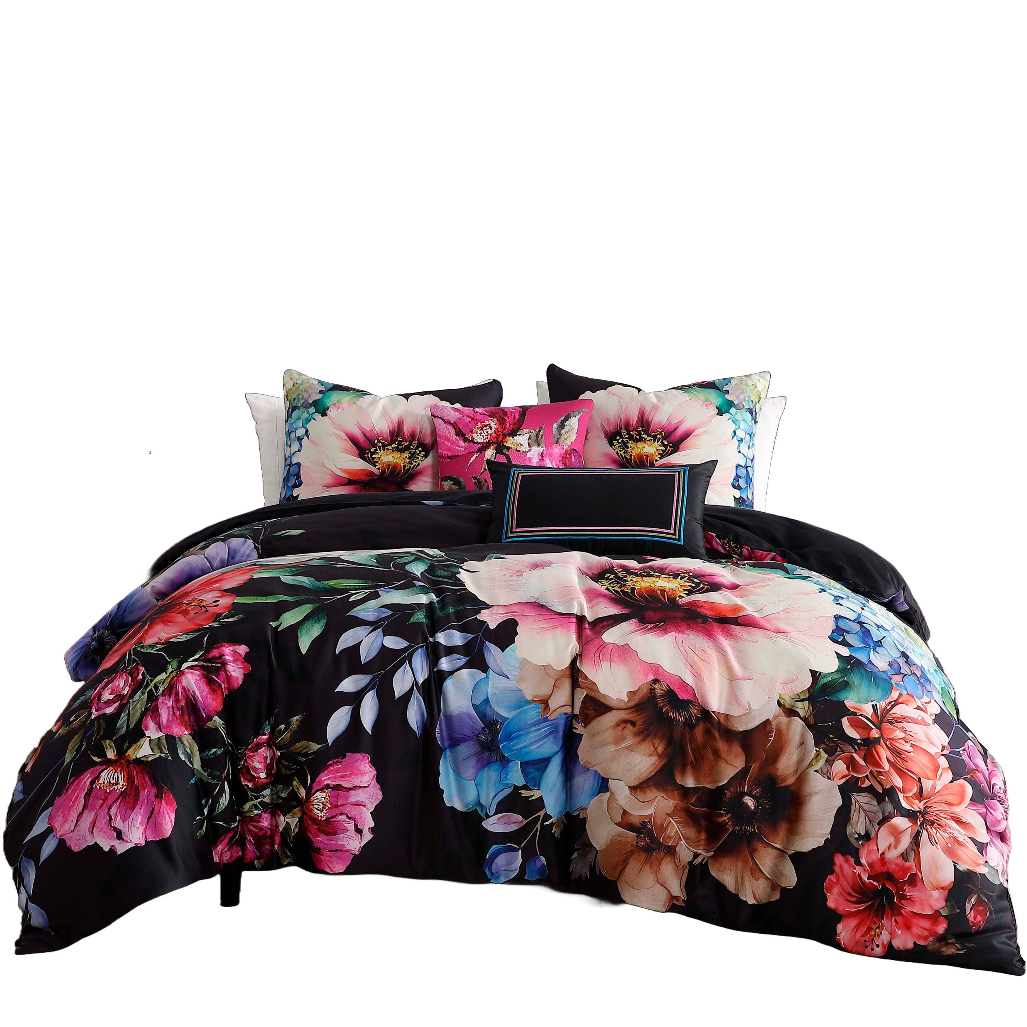 Bebejan&reg; Black Night Poppies 5-Piece King Comforter Set, Black, large