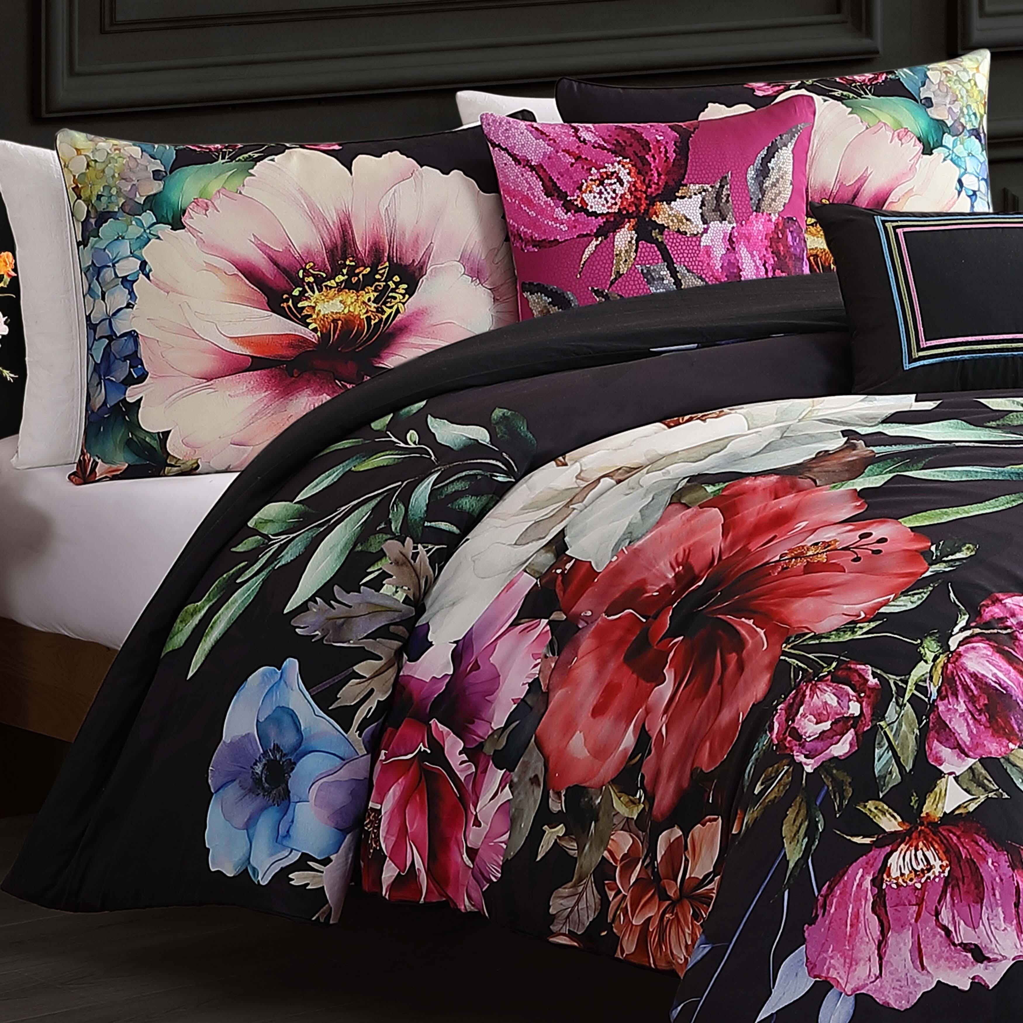 Bebejan® Black Night Poppies 5-Piece King Comforter Set, Black, large