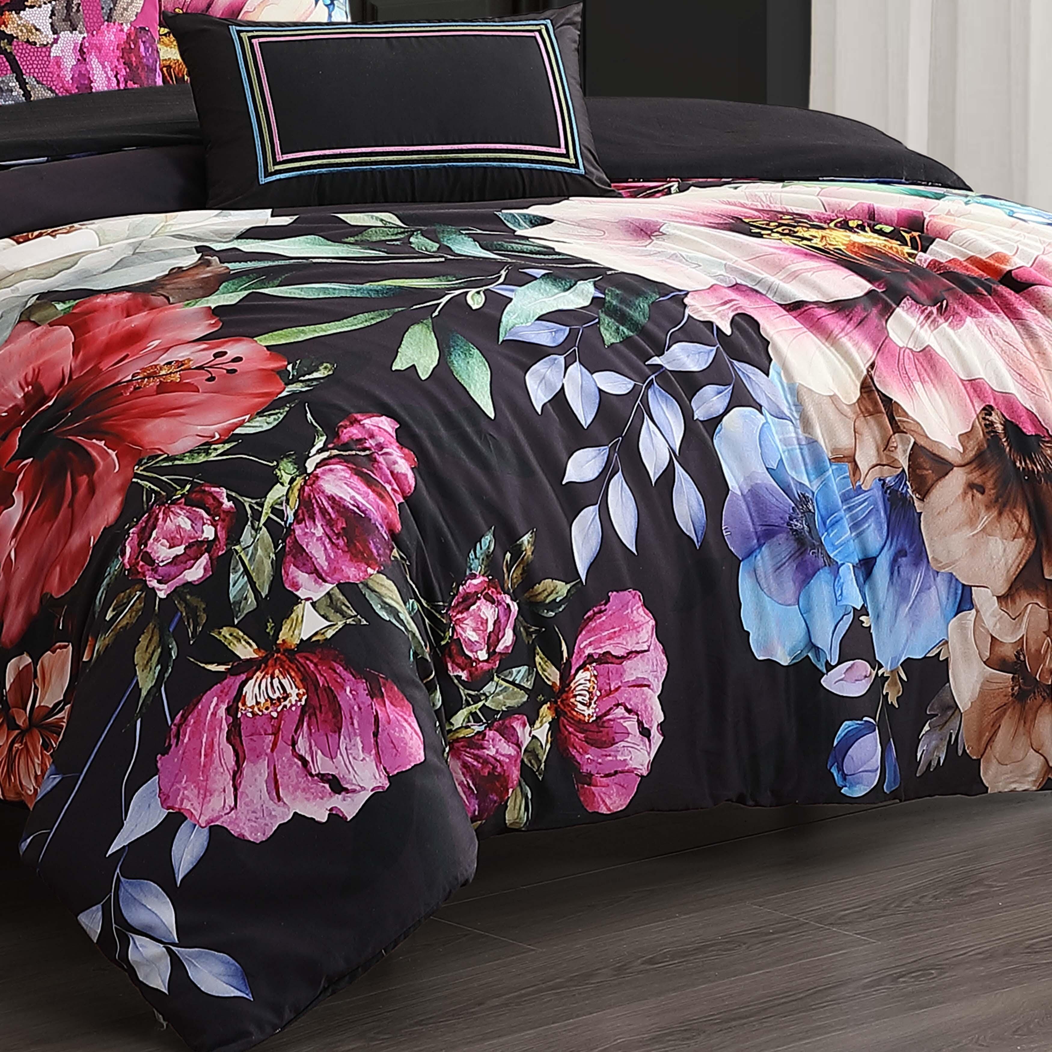 Bebejan® Black Night Poppies 5-Piece King Comforter Set, Black, large