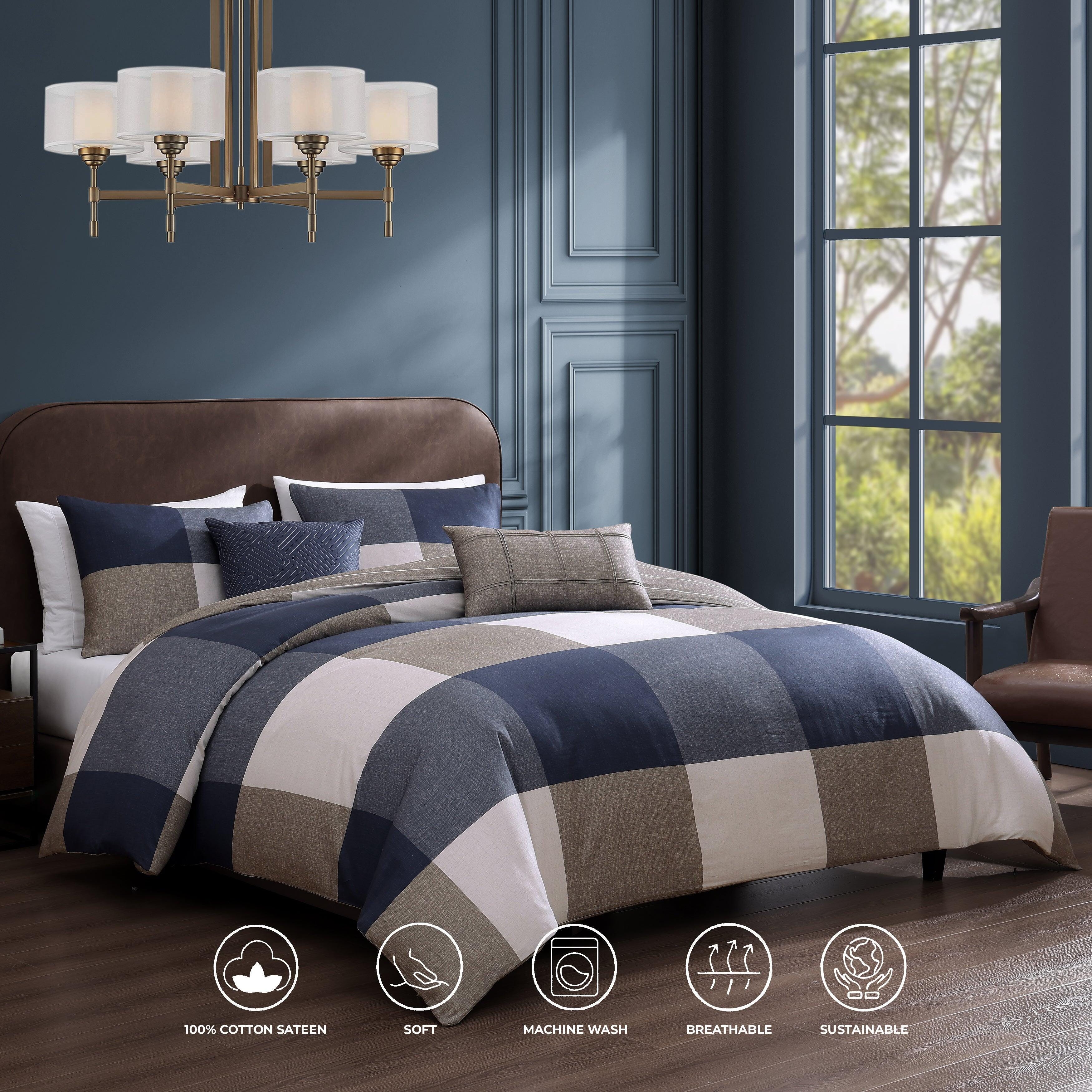 Bebejan® Masculine 5-Piece King Comforter Set, Blue, large