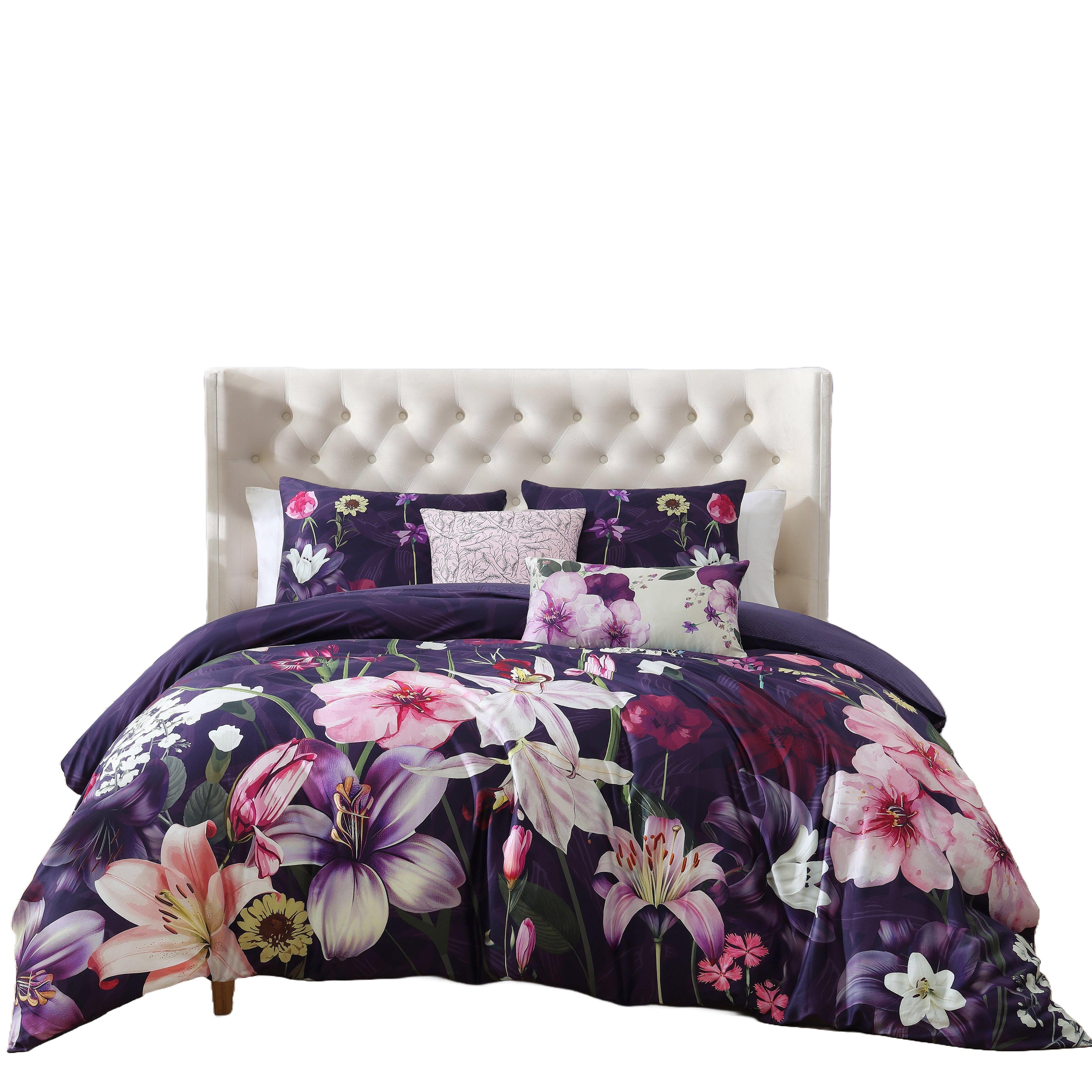 Bebejan&reg; Morning Glory 5-Piece Queen Comforter Set, Purple, large