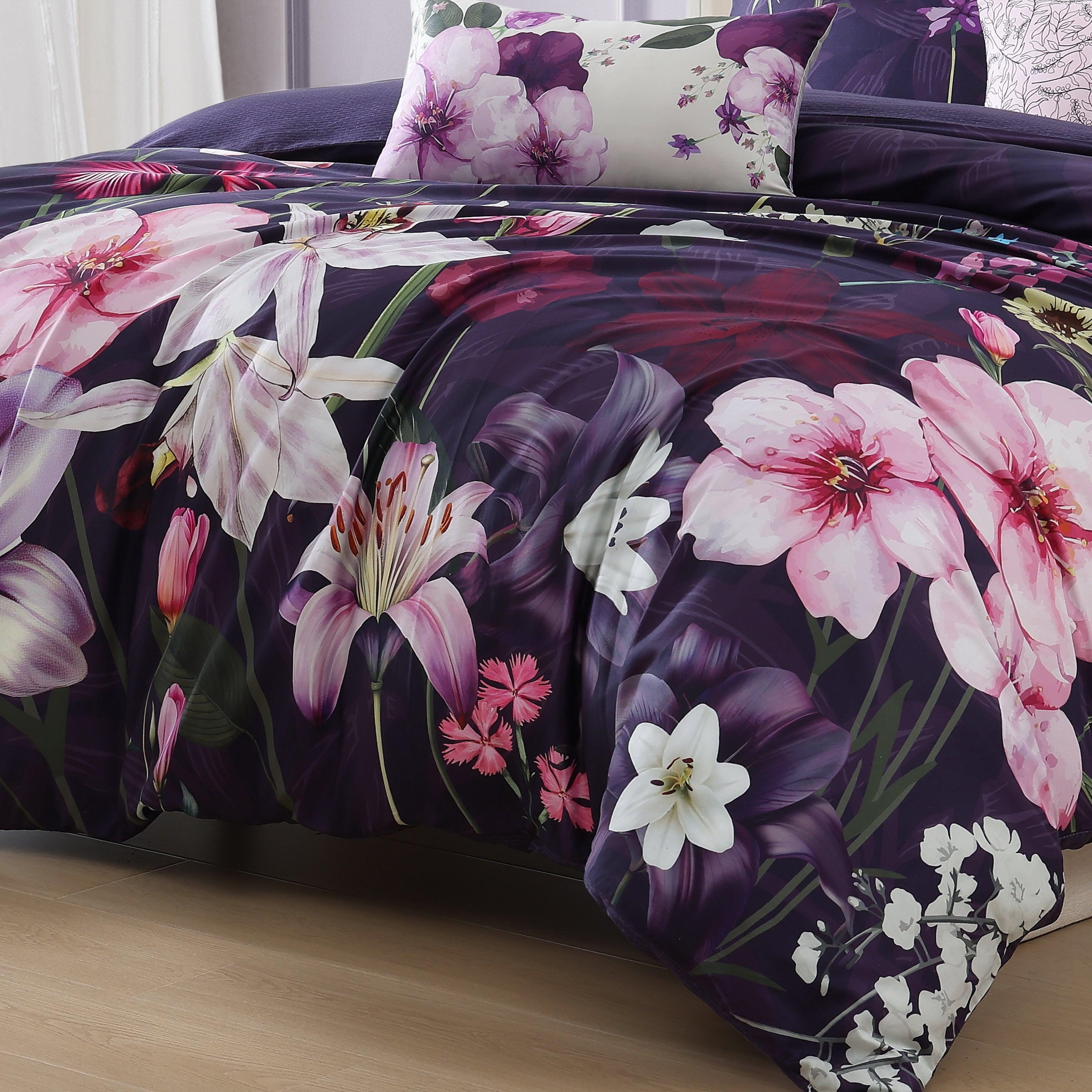 Bebejan® Morning Glory 5-Piece Queen Comforter Set, Purple, large
