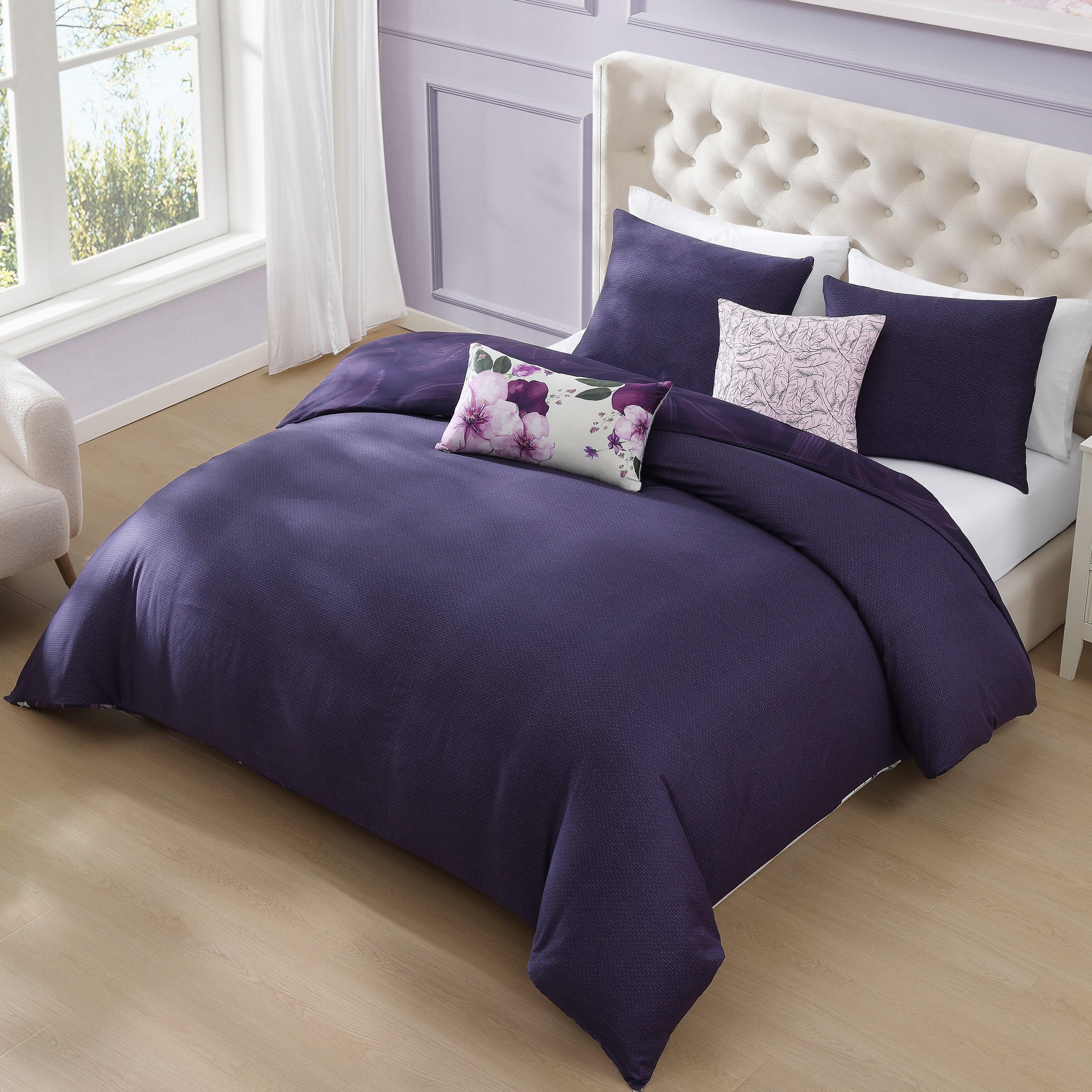 Bebejan® Morning Glory 5-Piece King Comforter Set, Purple, large