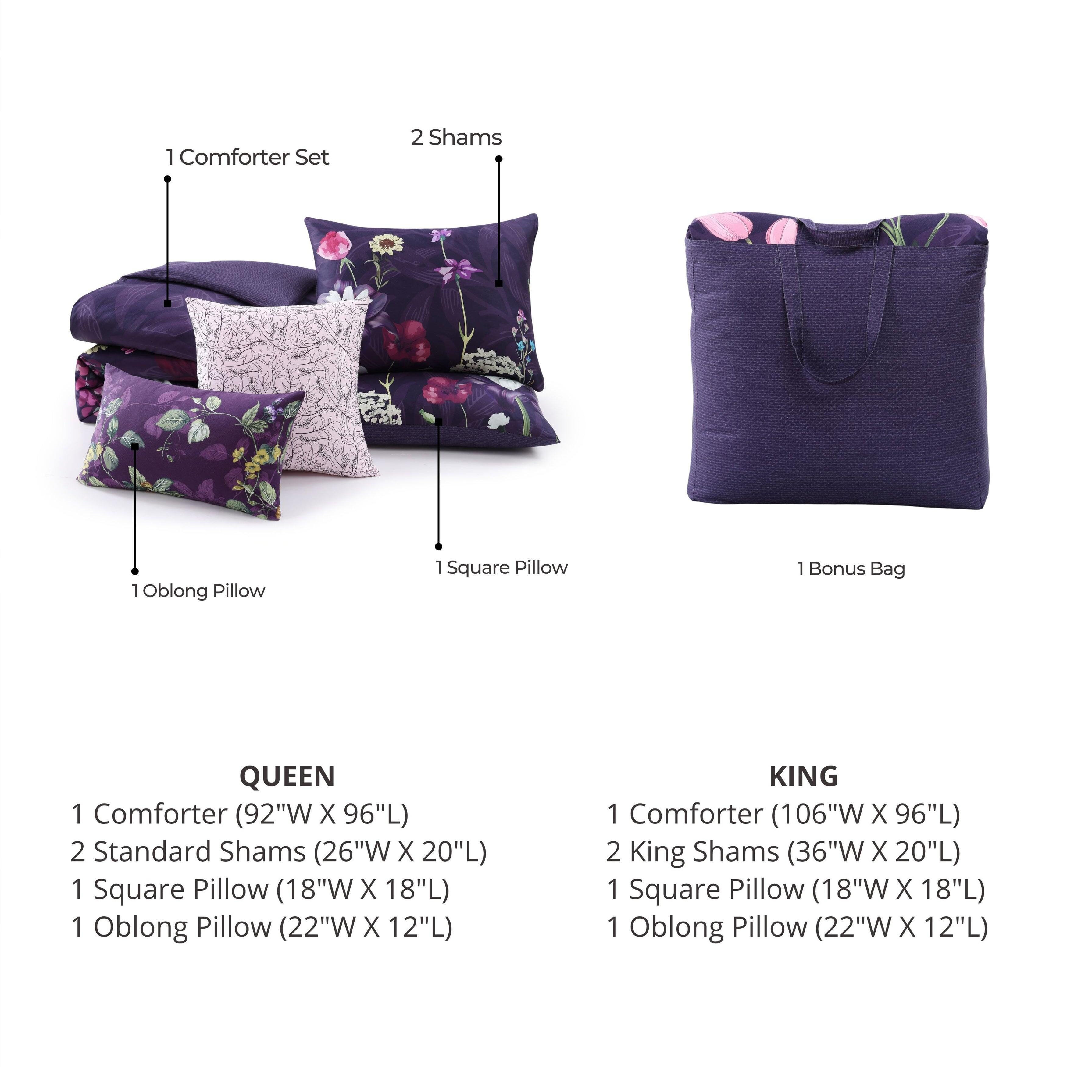 Bebejan® Morning Glory 5-Piece King Comforter Set, Purple, large