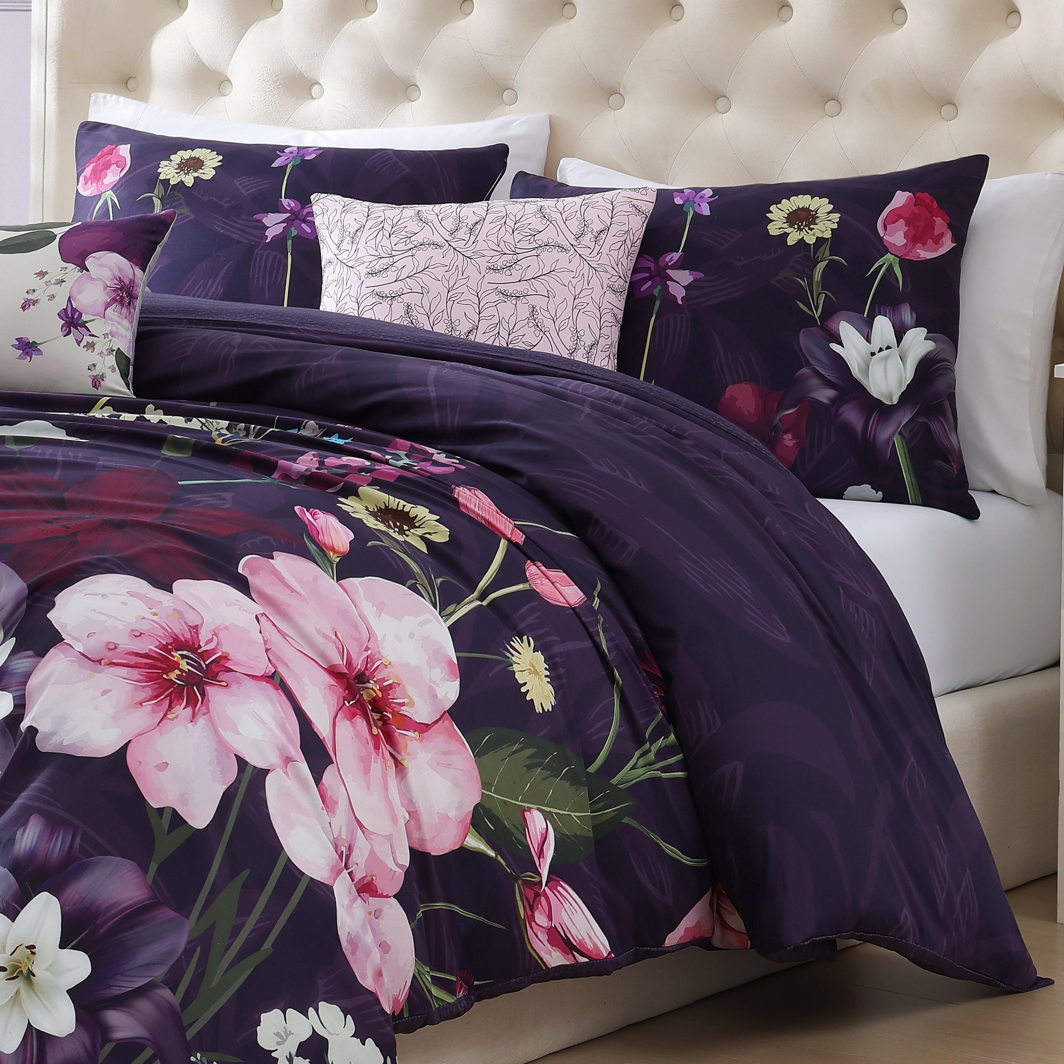 Bebejan® Morning Glory 5-Piece King Comforter Set, Purple, large