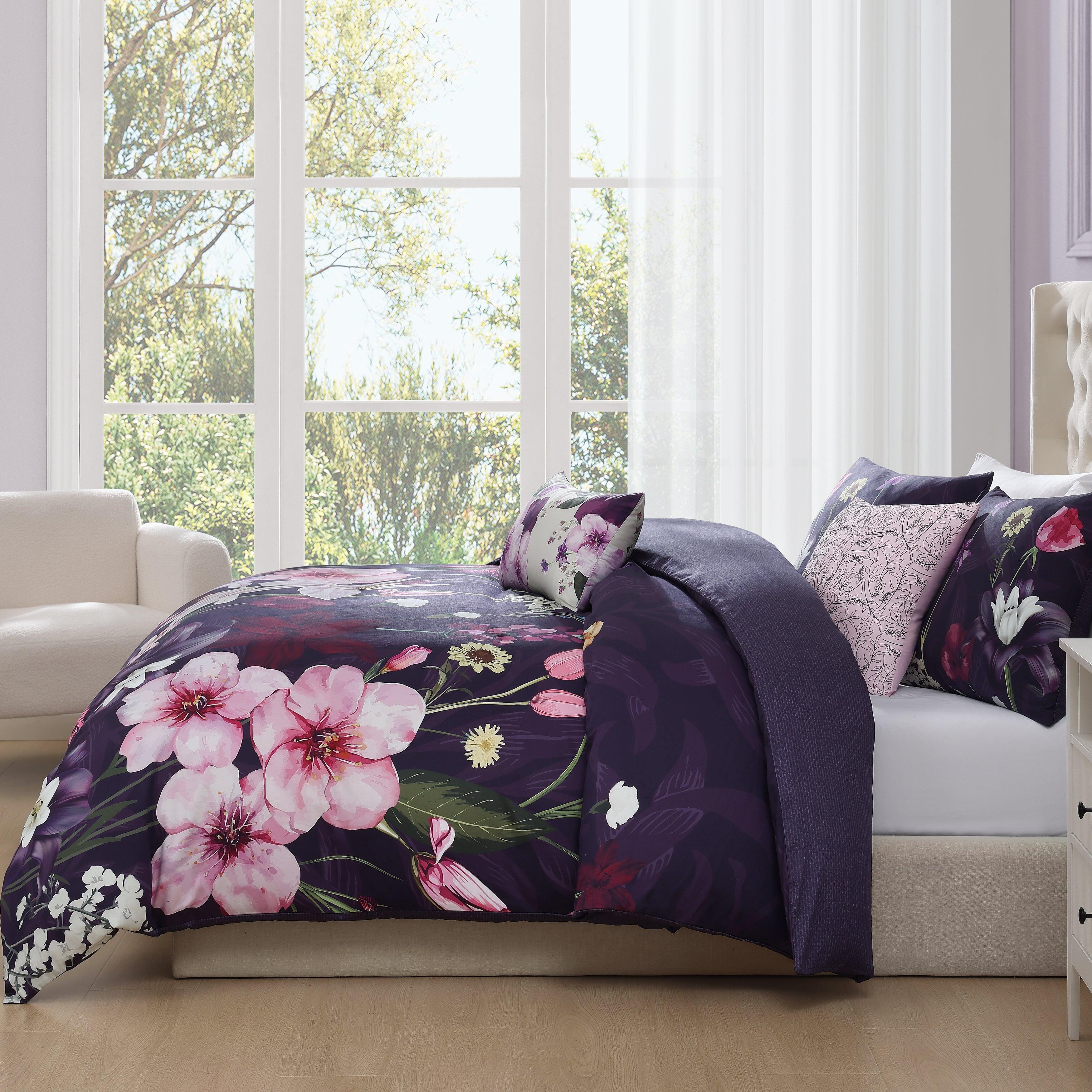Bebejan® Morning Glory 5-Piece King Comforter Set, Purple, large