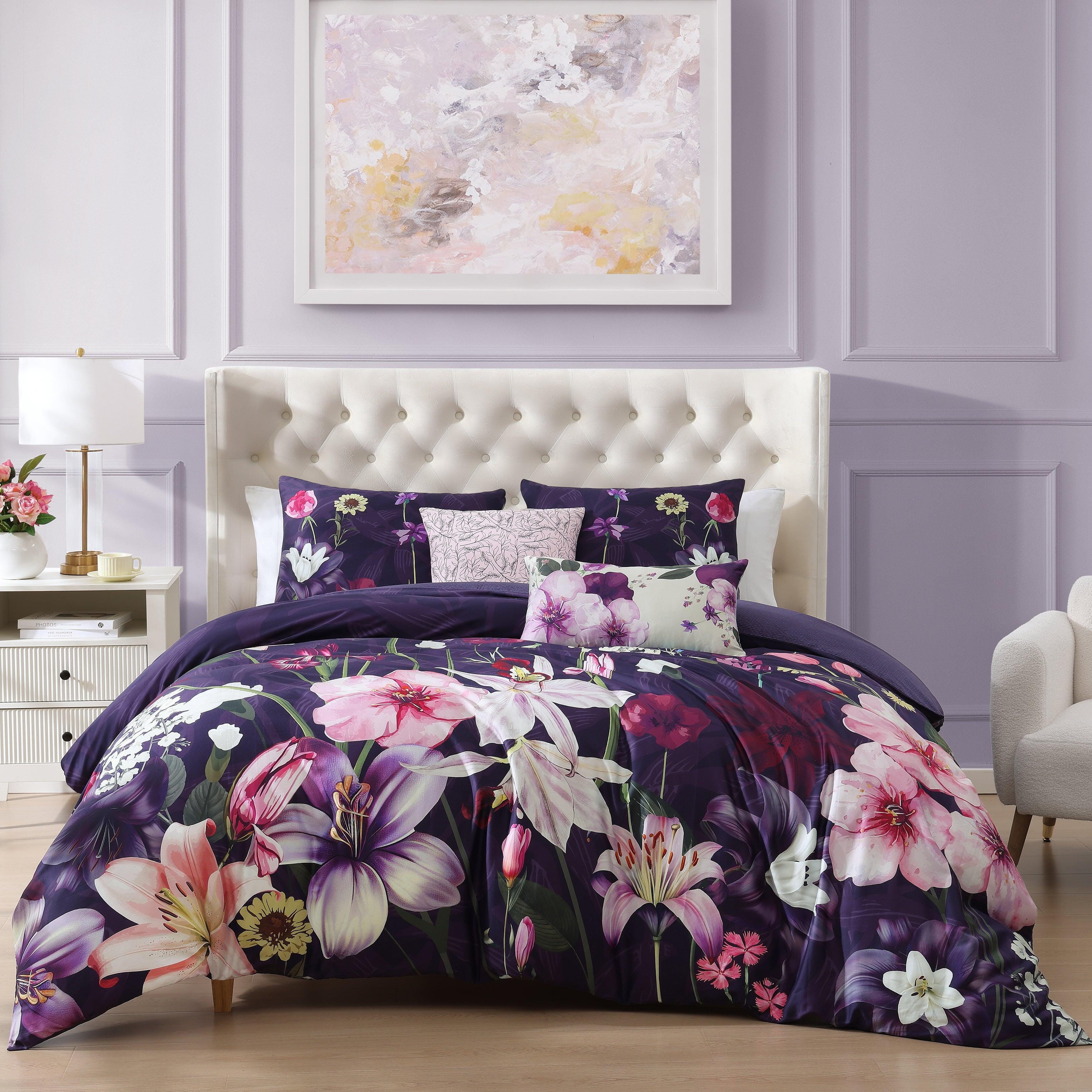 Bebejan® Morning Glory 5-Piece King Comforter Set, Purple, large