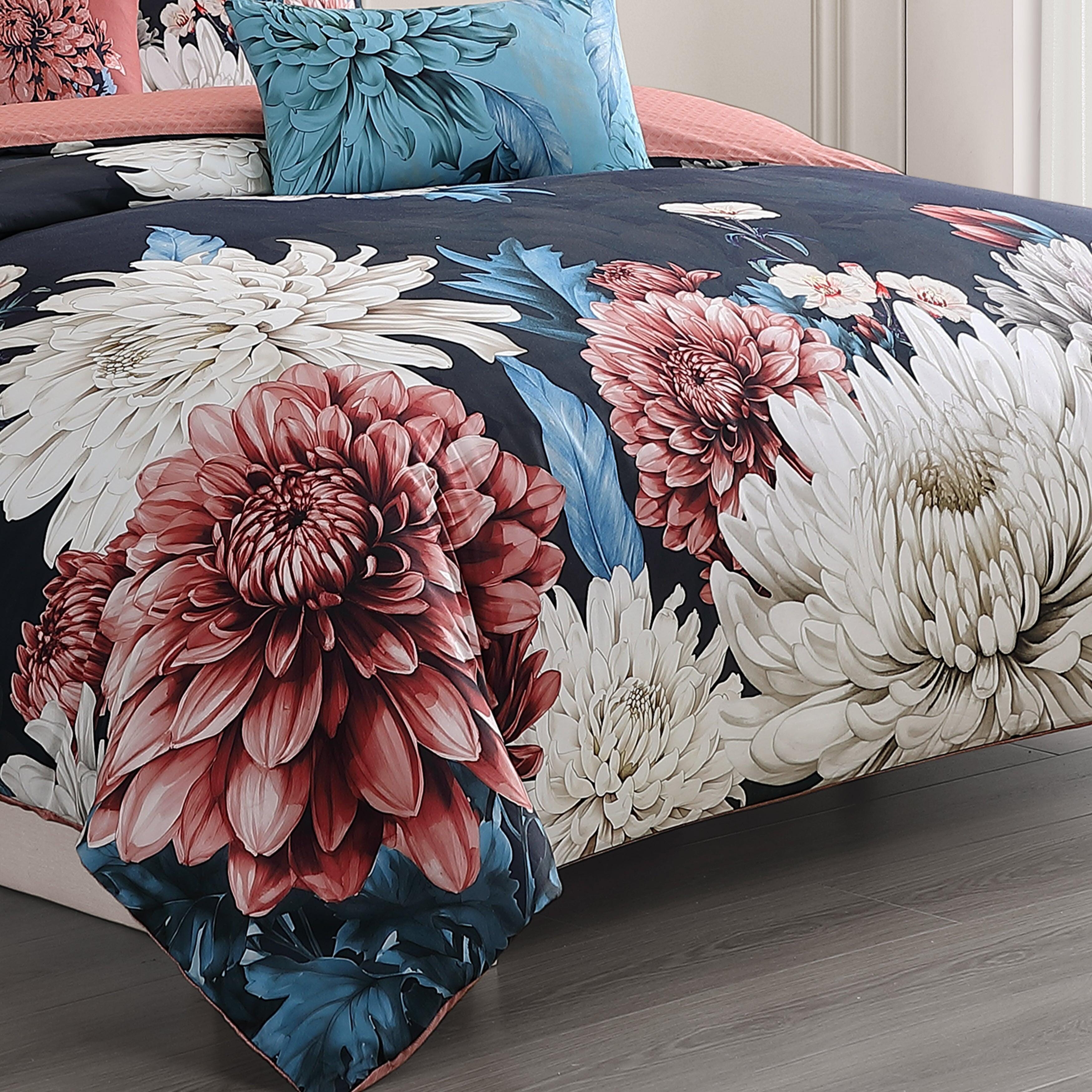 Bebejan® Navy Mums 5-Piece King Comforter Set, Blue, large