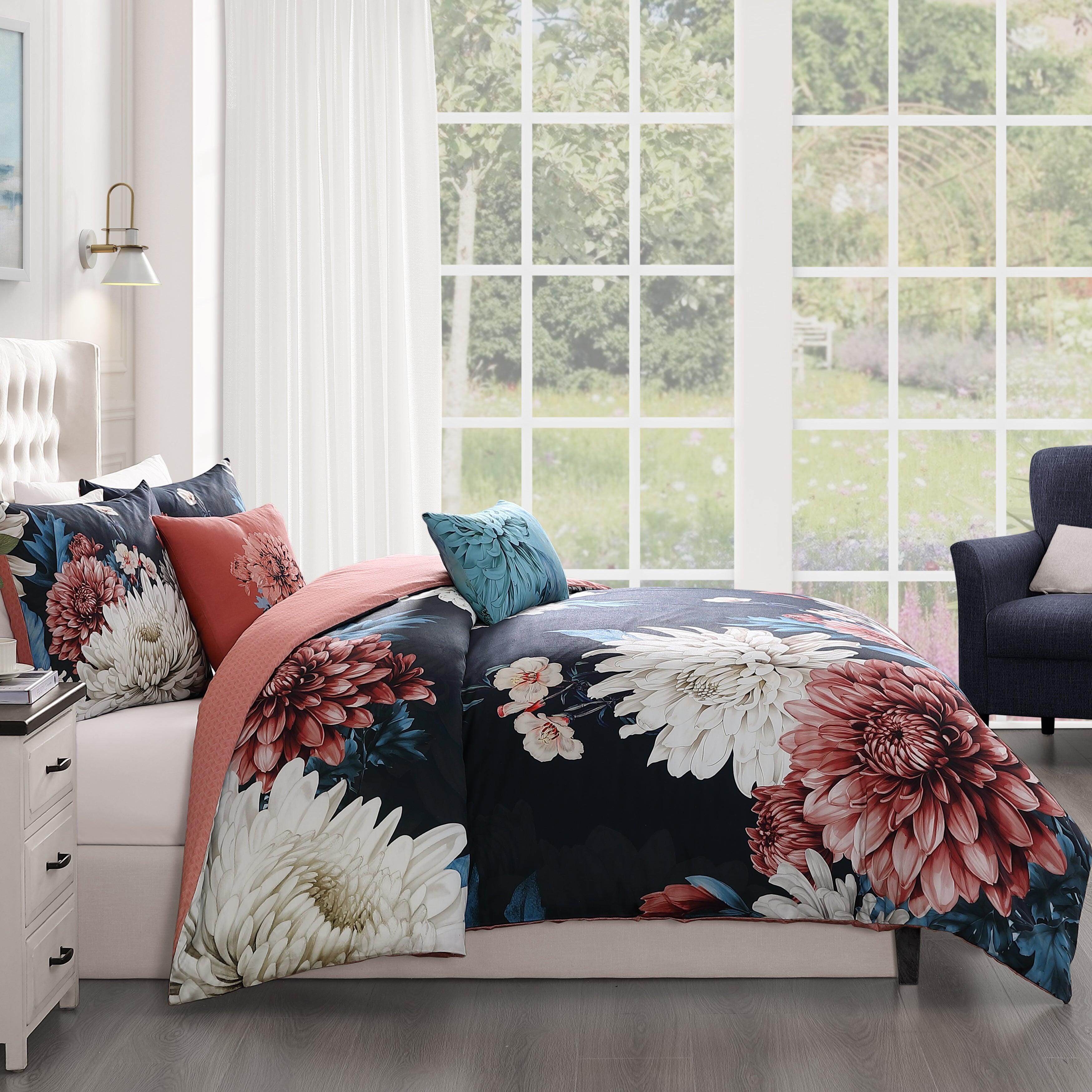 Bebejan® Navy Mums 5-Piece King Comforter Set, Blue, large