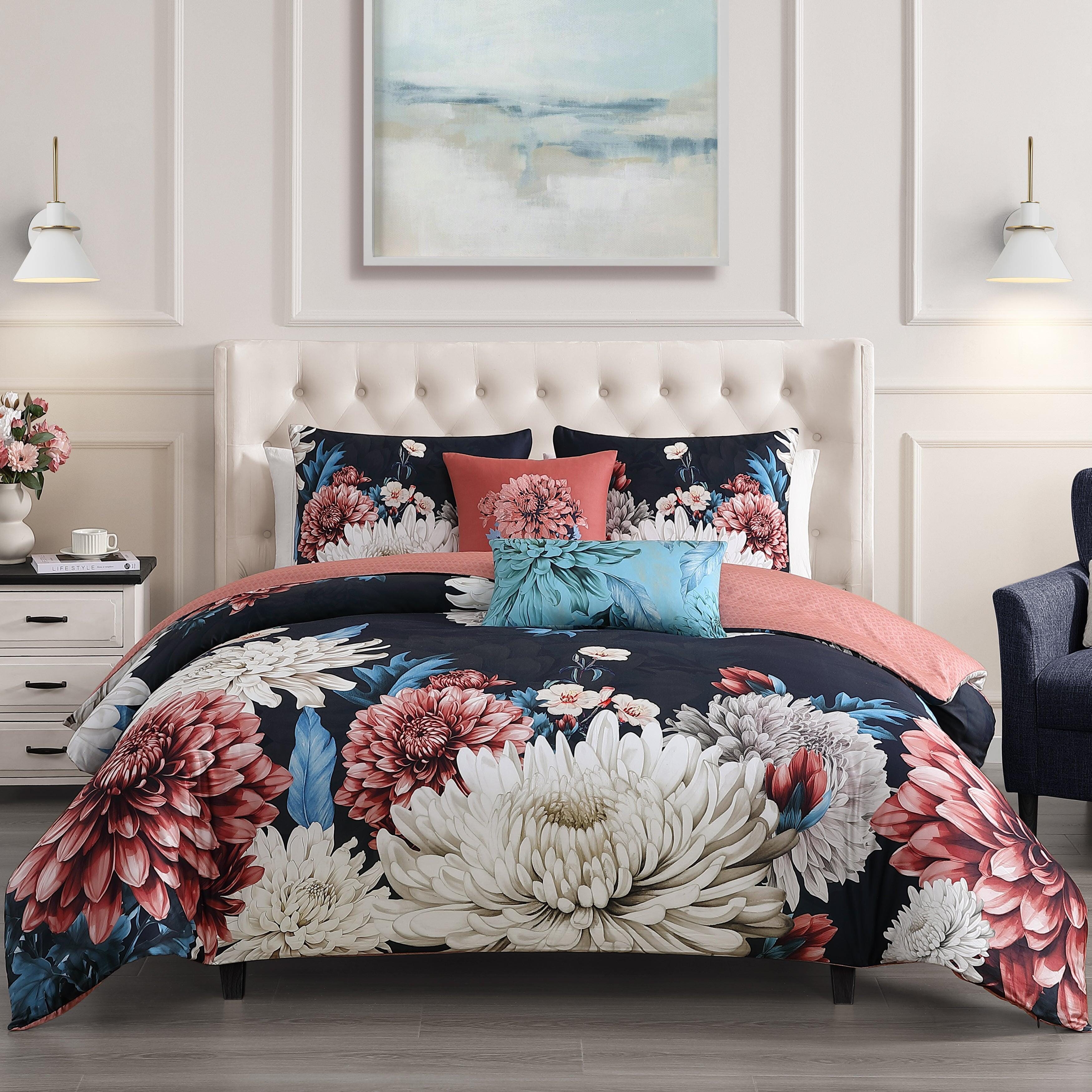 Bebejan® Navy Mums 5-Piece King Comforter Set, Blue, large