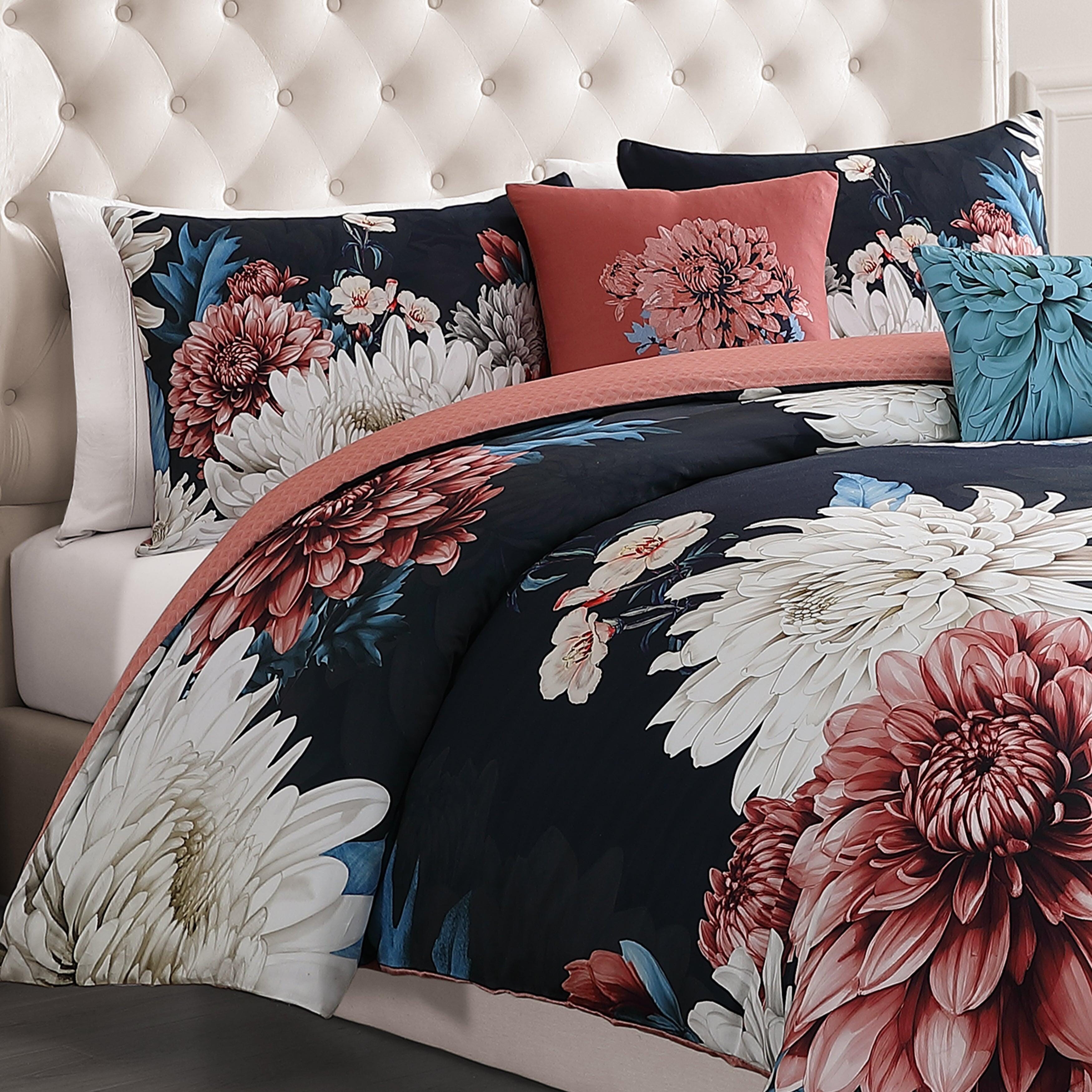 Bebejan® Navy Mums 5-Piece Queen Comforter Set, Blue, large