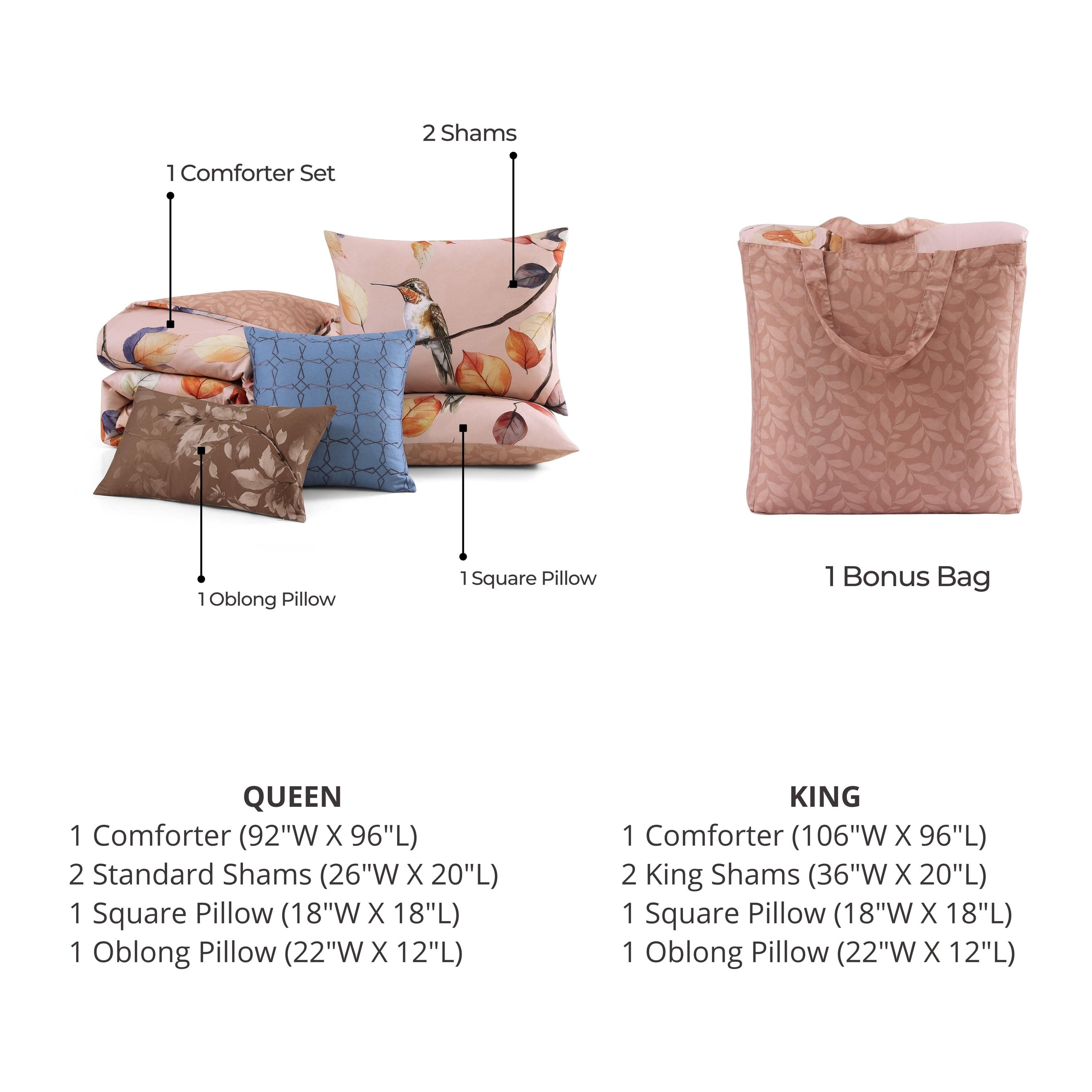 Bebejan® Peachy Dogwood 5-Piece Queen Comforter Set, Pink, large