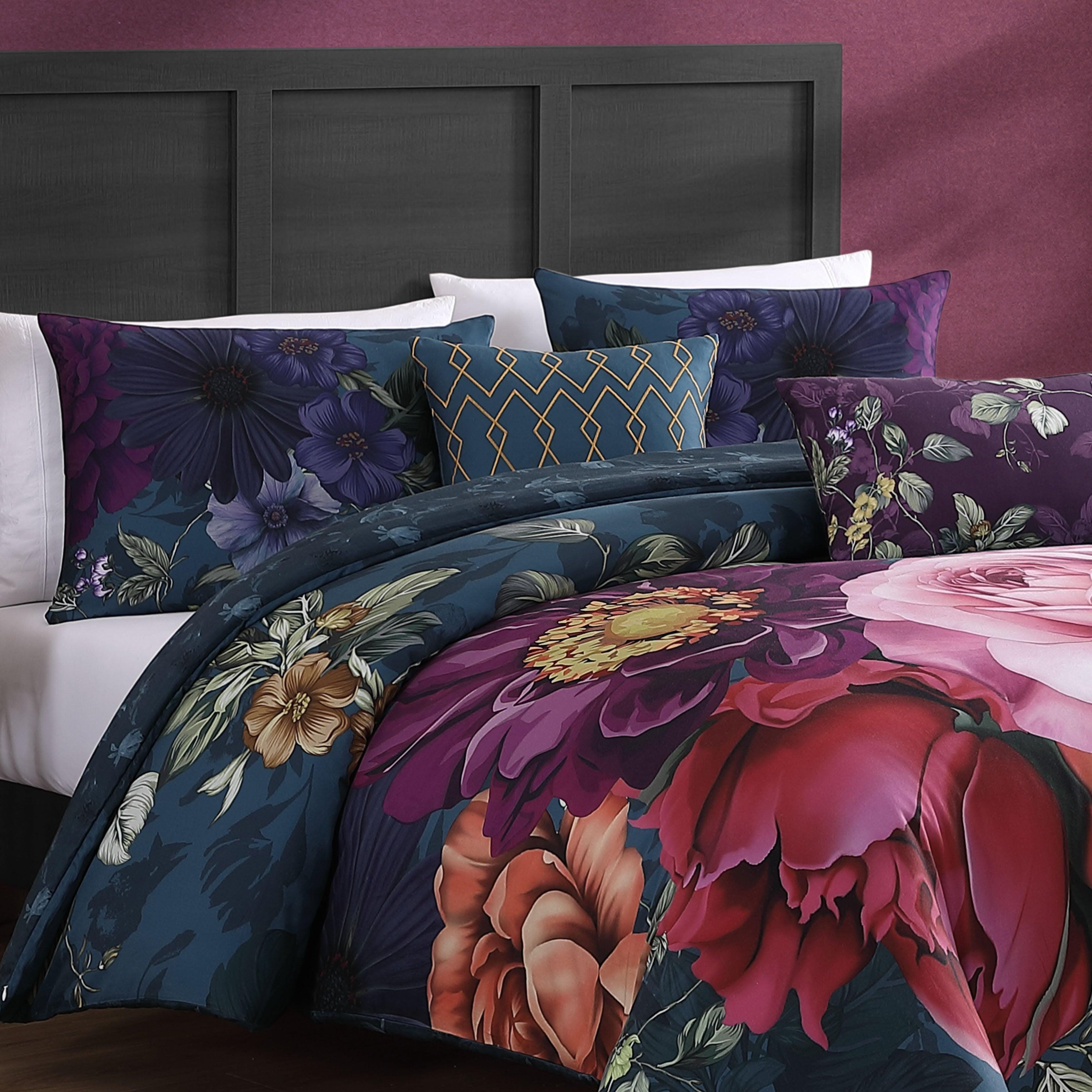 Bebejan® Vibrant Flora 5-Piece King Comforter Set, Blue, large