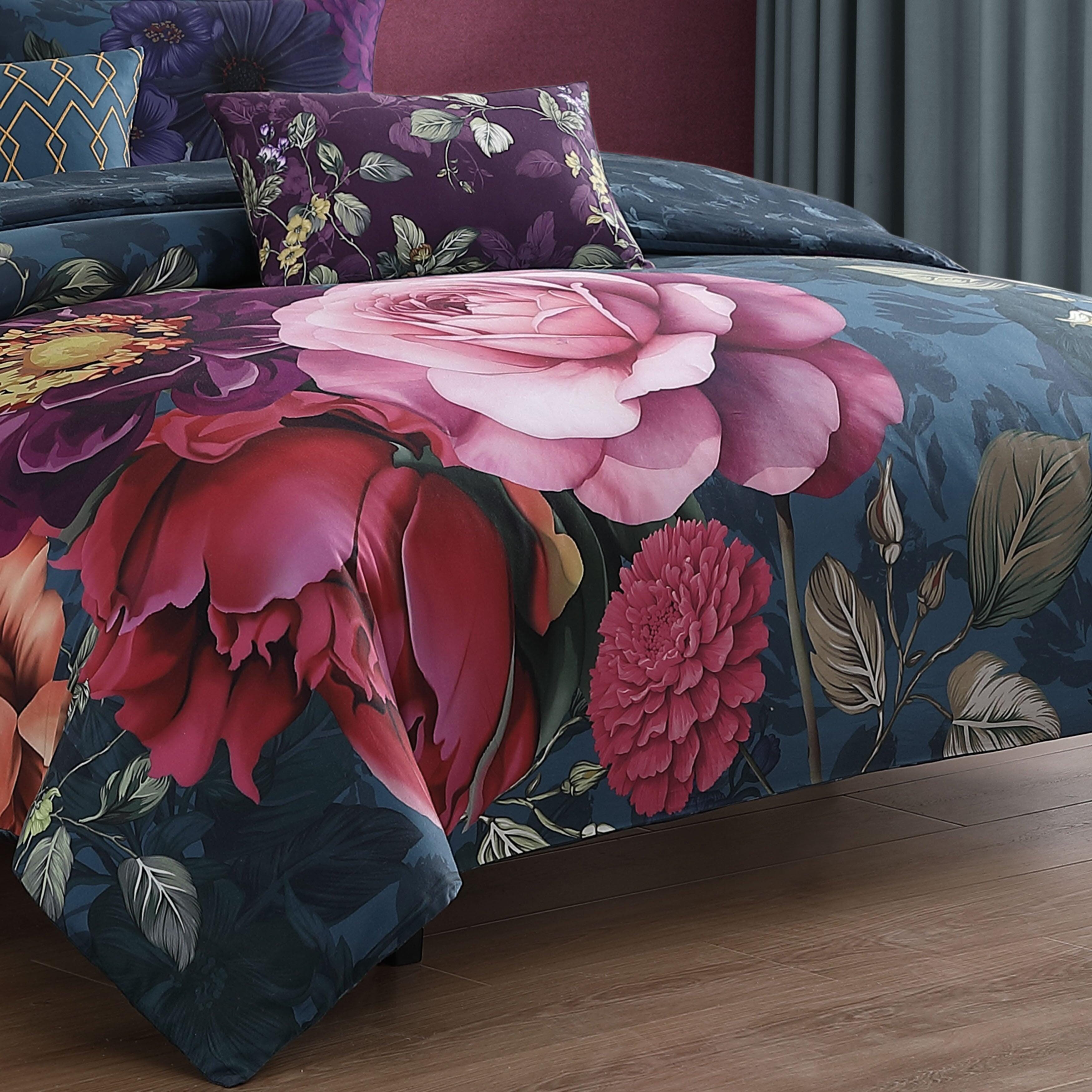 Bebejan® Vibrant Flora 5-Piece King Comforter Set, Blue, large