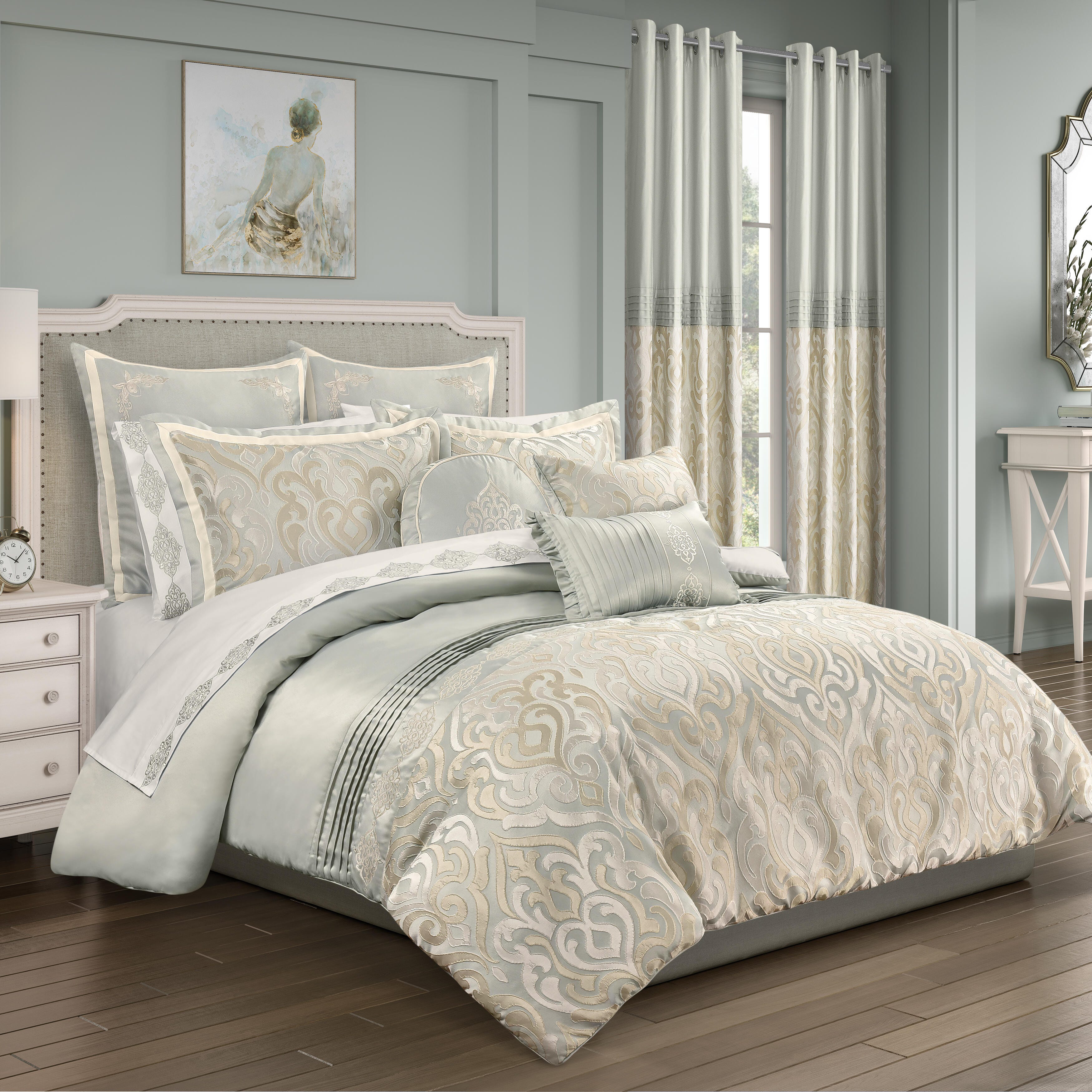 Royal Court Calmfield 2-Piece Full/Queen Comforter Set, Aqua, large