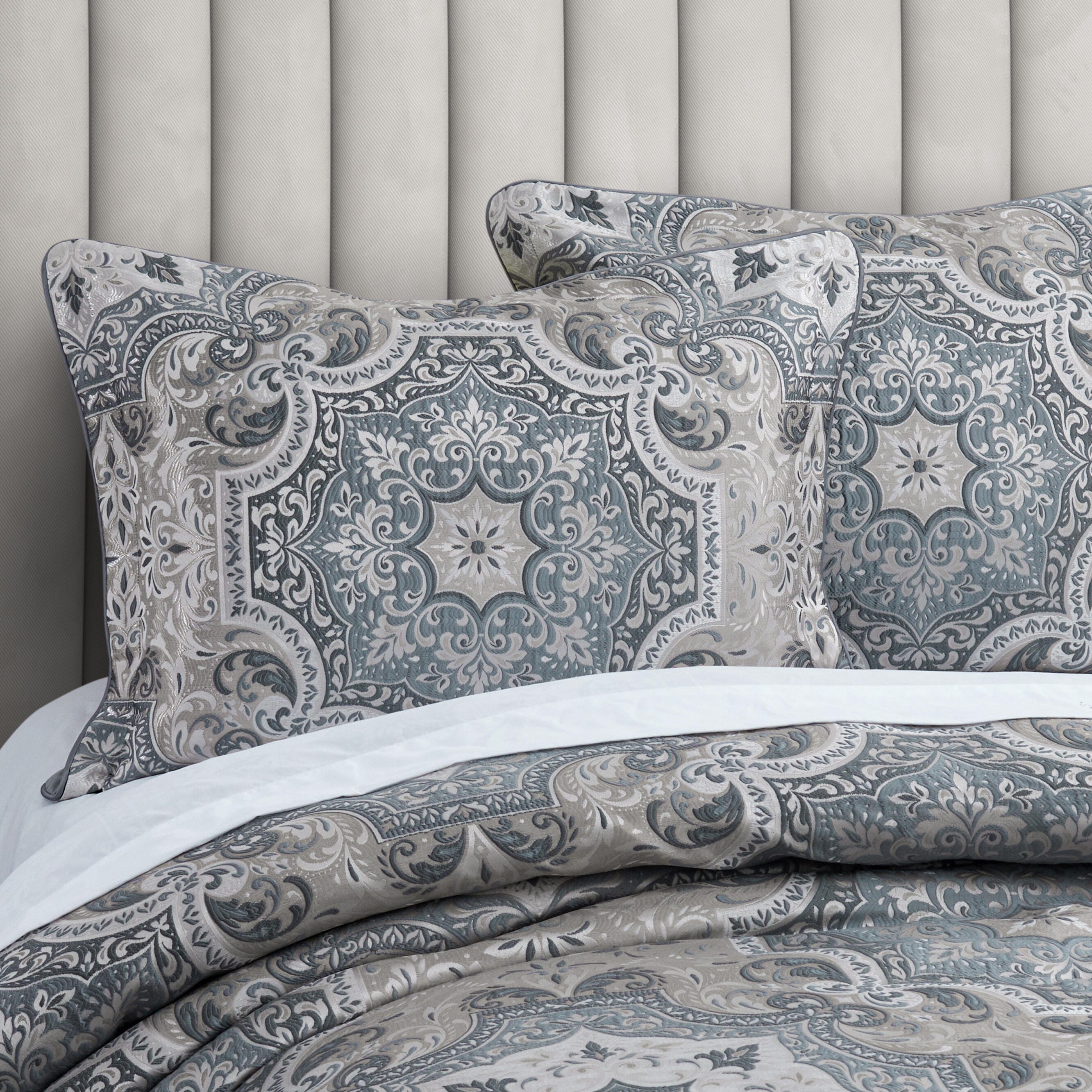 Royal Court Lisbon 3-Piece Full/Queen Comforter Set, Slate, large