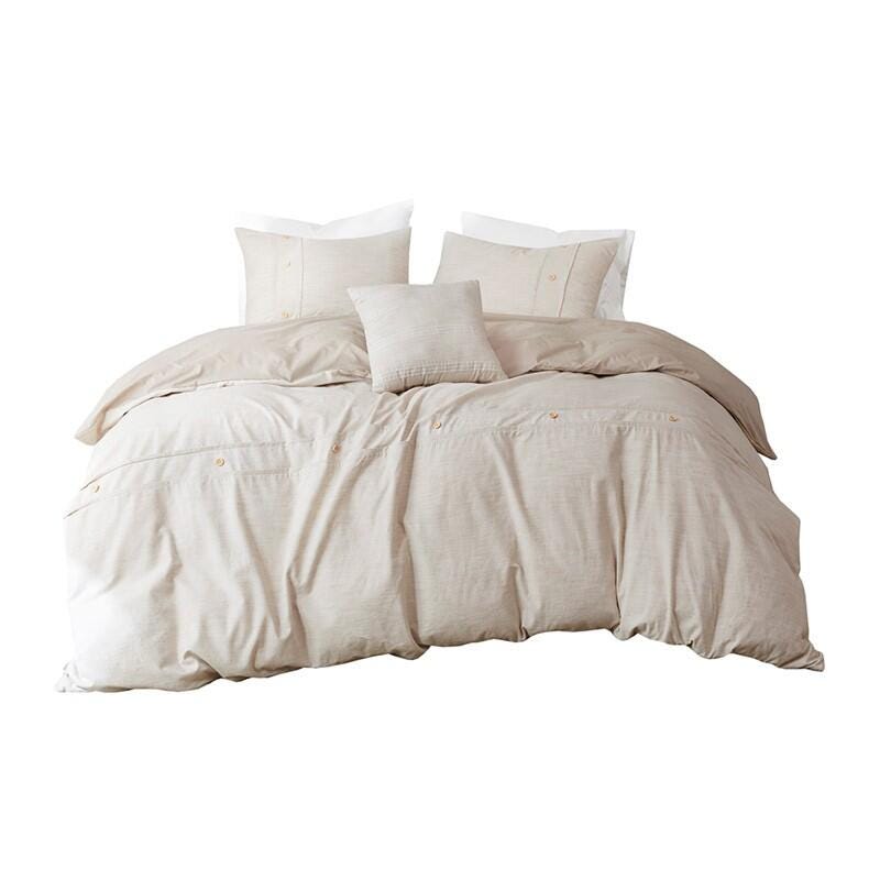 Clean Spaces Dover 5-Piece Full/Queen Oversized Comforter Set, Natural, rollover