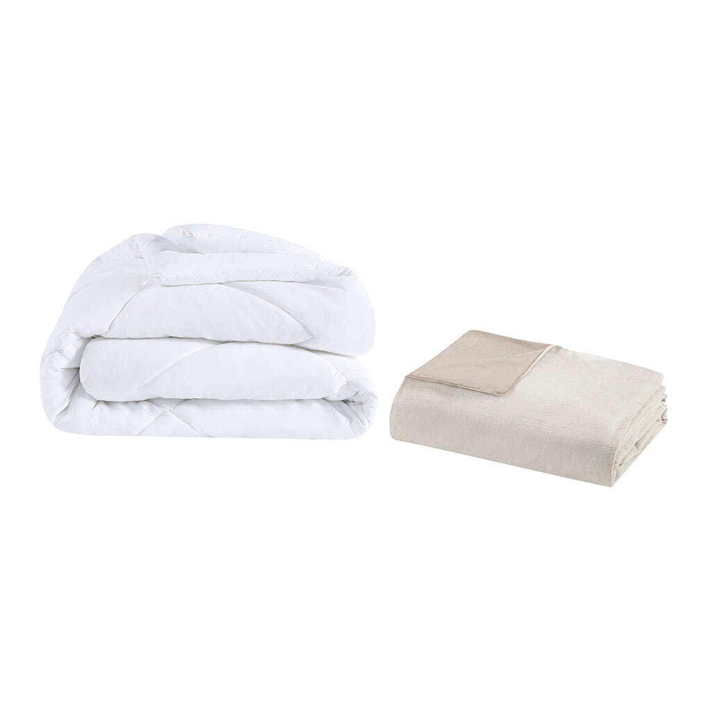 Clean Spaces Dover 5-Piece Full/Queen Oversized Comforter Set, Natural, large