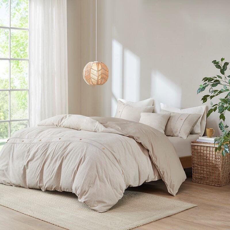 Clean Spaces Dover 5-Piece Full/Queen Oversized Comforter Set, Natural, large