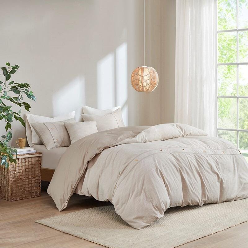 Clean Spaces Dover 5-Piece King/California King Oversized Comforter Set, Natural, large