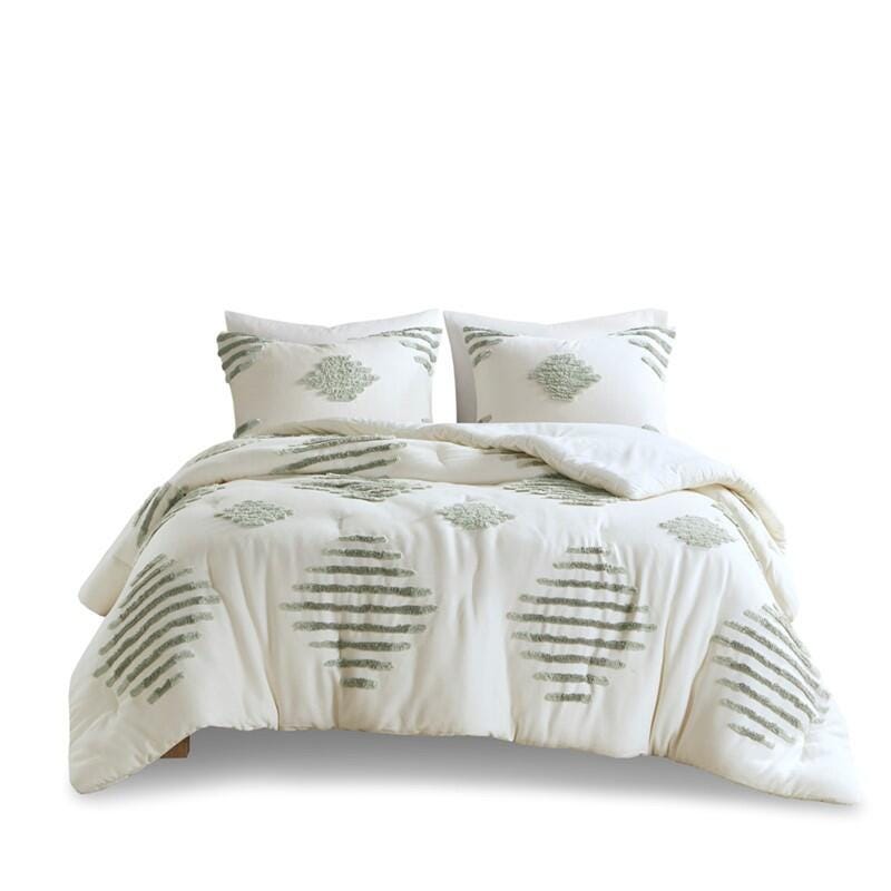 INK+IVY Tahli 3-Piece Full/Queen Comforter Set, Green/Ivory, rollover