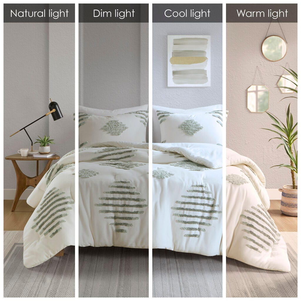 INK+IVY Tahli 3-Piece Full/Queen Comforter Set, Green/Ivory, large