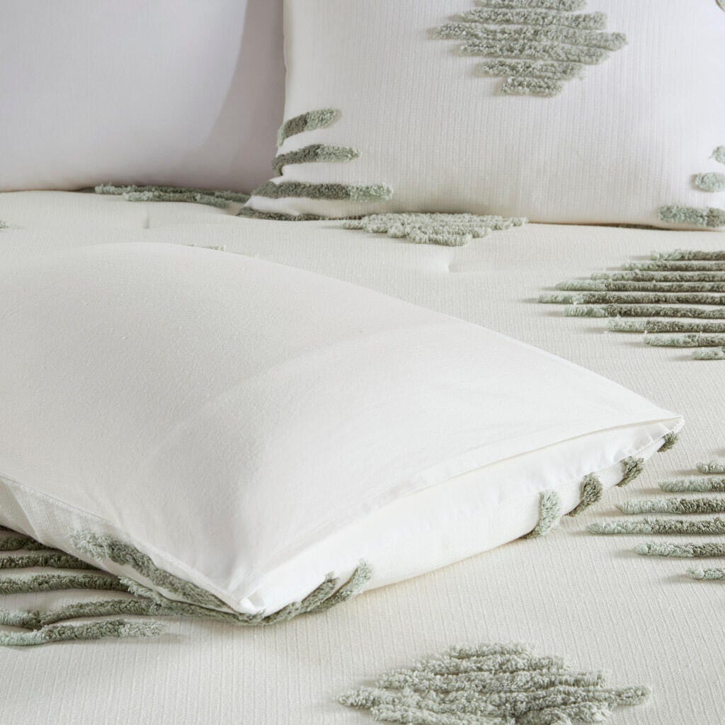 INK+IVY Tahli 3-Piece King/California King Comforter Set, Green/Ivory, large