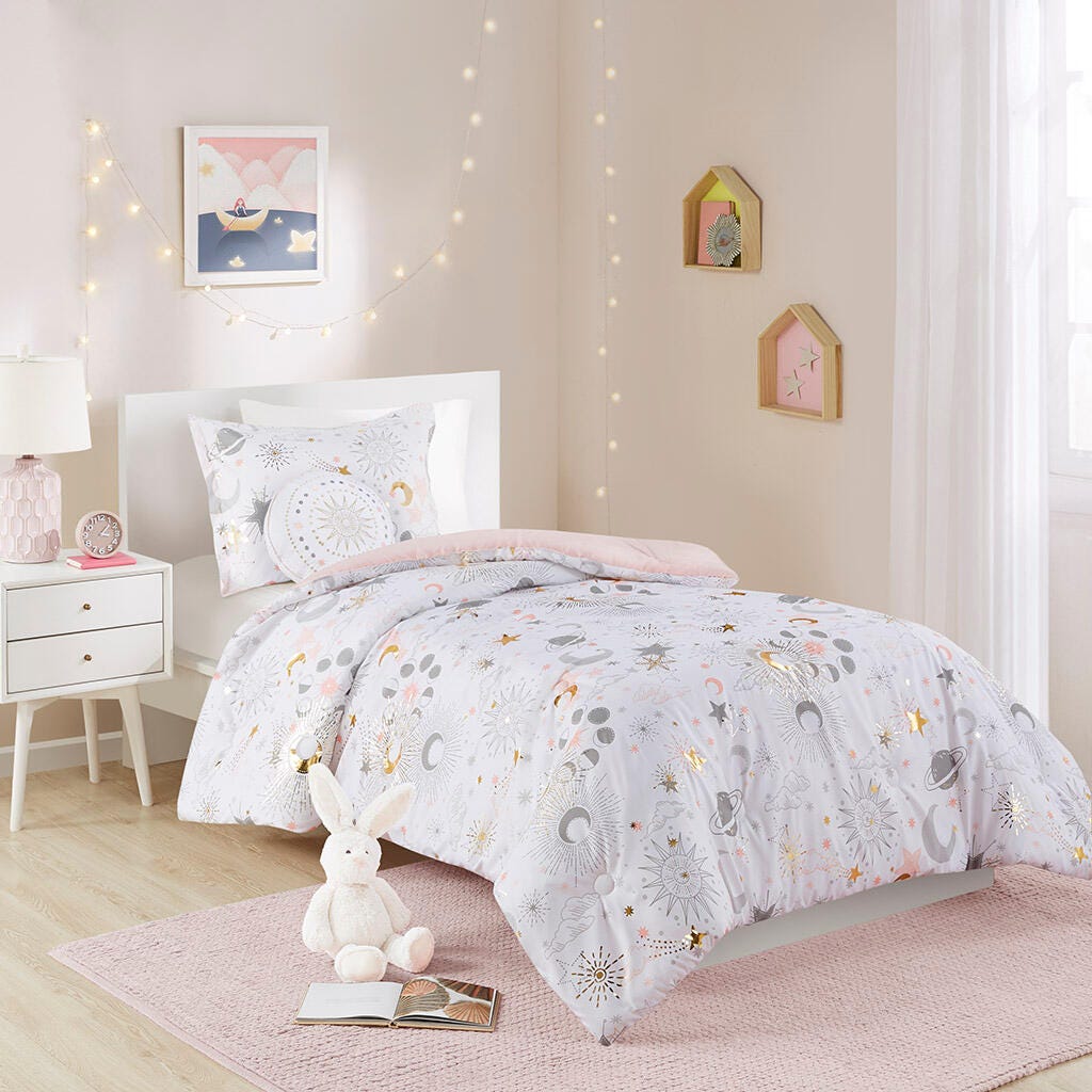 Intelligent Design Kids Celia 3-Piece Twin Comforter Set, Blush/Gold, large