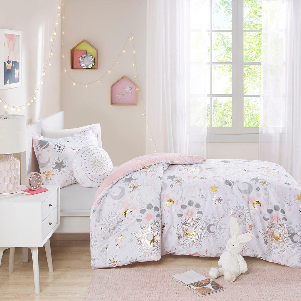 Intelligent Design Kids Celia 3-Piece Twin Comforter Set, Blush/Gold, large