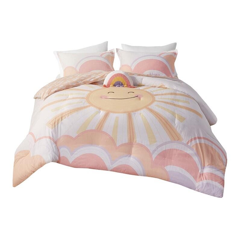 Intelligent Design Kids Dawn 3-Piece Twin Comforter Set, Yellow/Coral, rollover