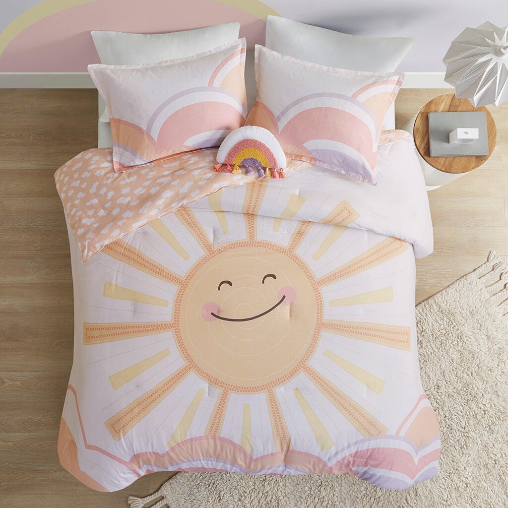 Intelligent Design Kids Dawn 3-Piece Twin Comforter Set, Yellow/Coral, large