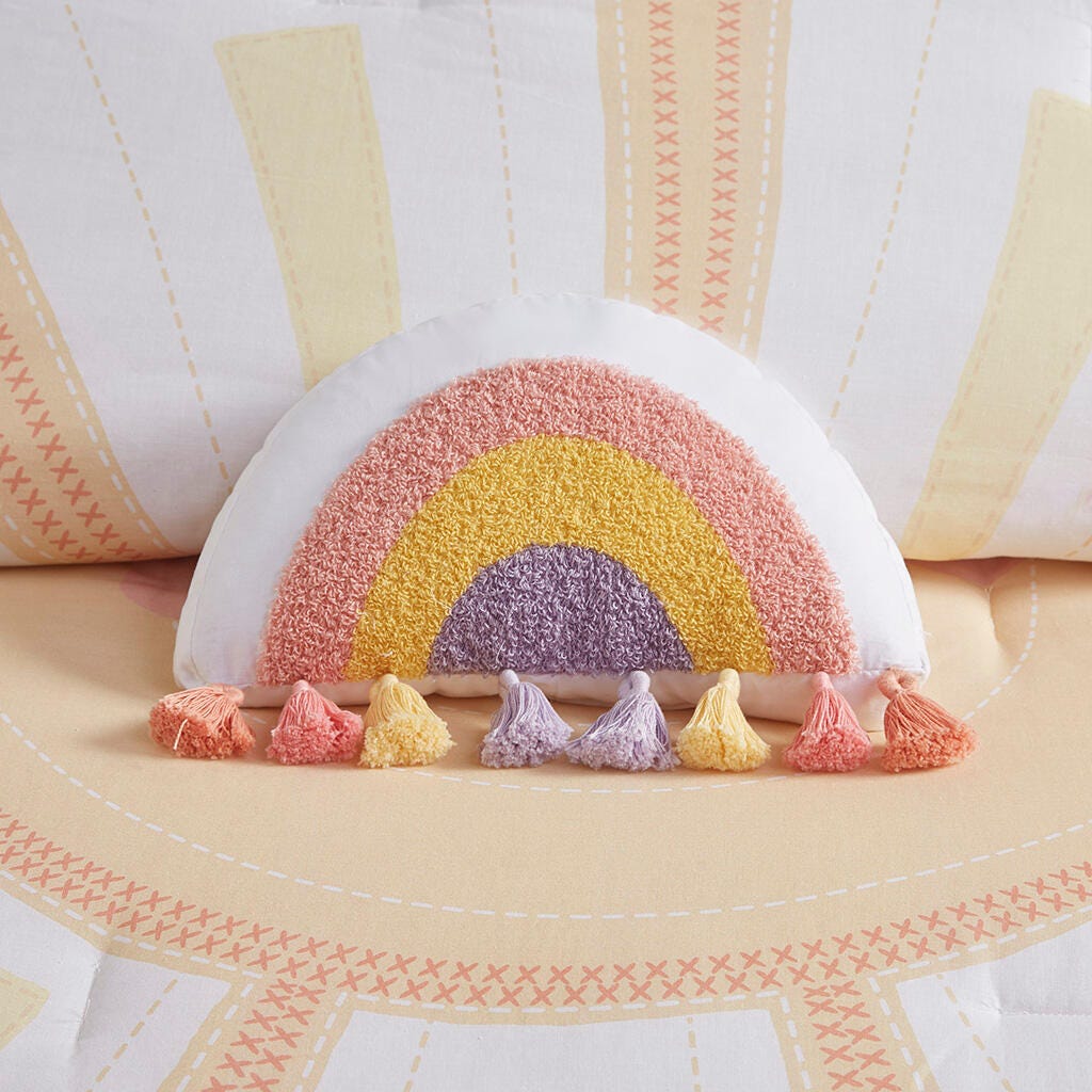 Intelligent Design Kids Dawn 4-Piece Full/Queen Comforter Set, Yellow/Coral, large