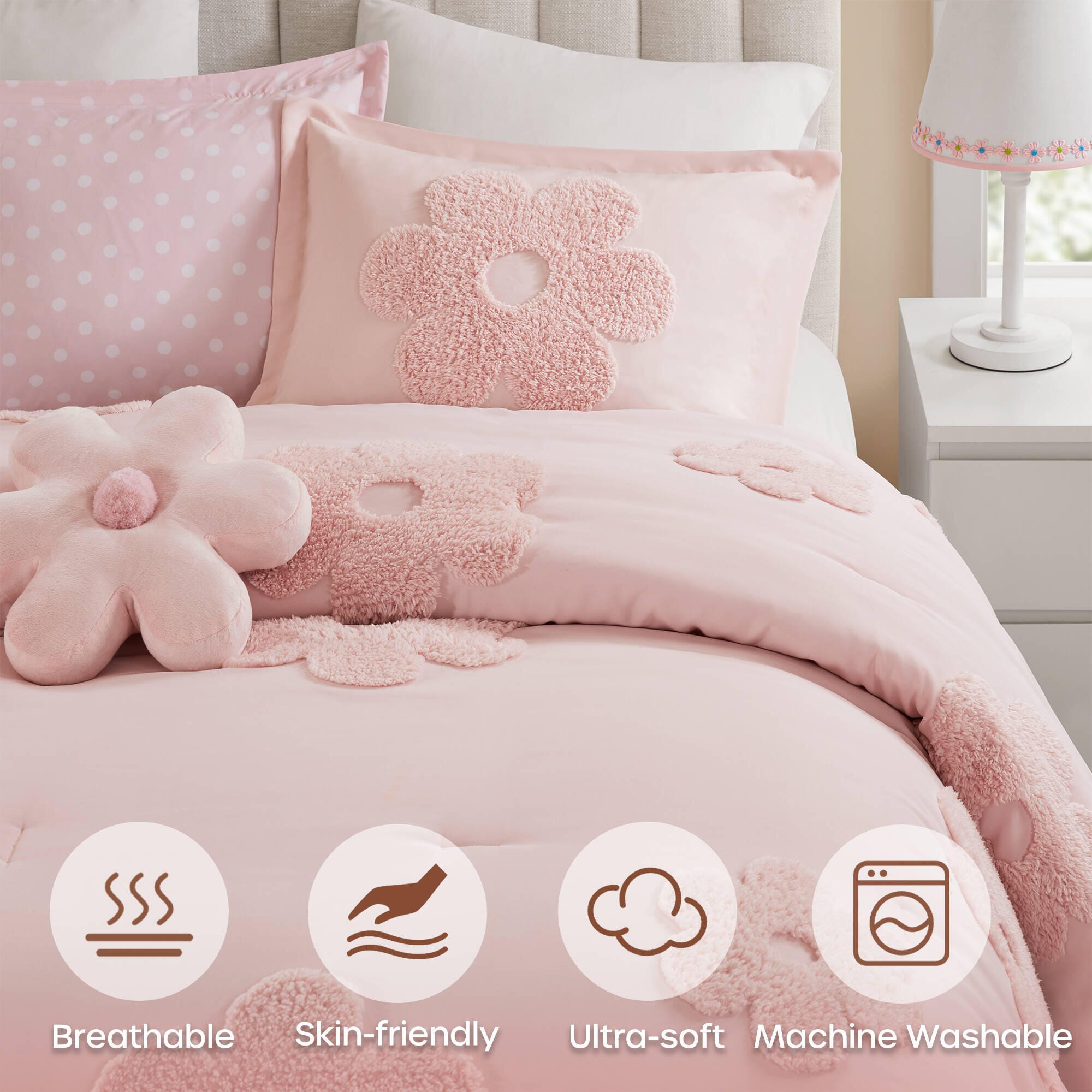 Intelligent Design Kids Gracie 4-Piece Full/Queen Comforter Set, Pink, large