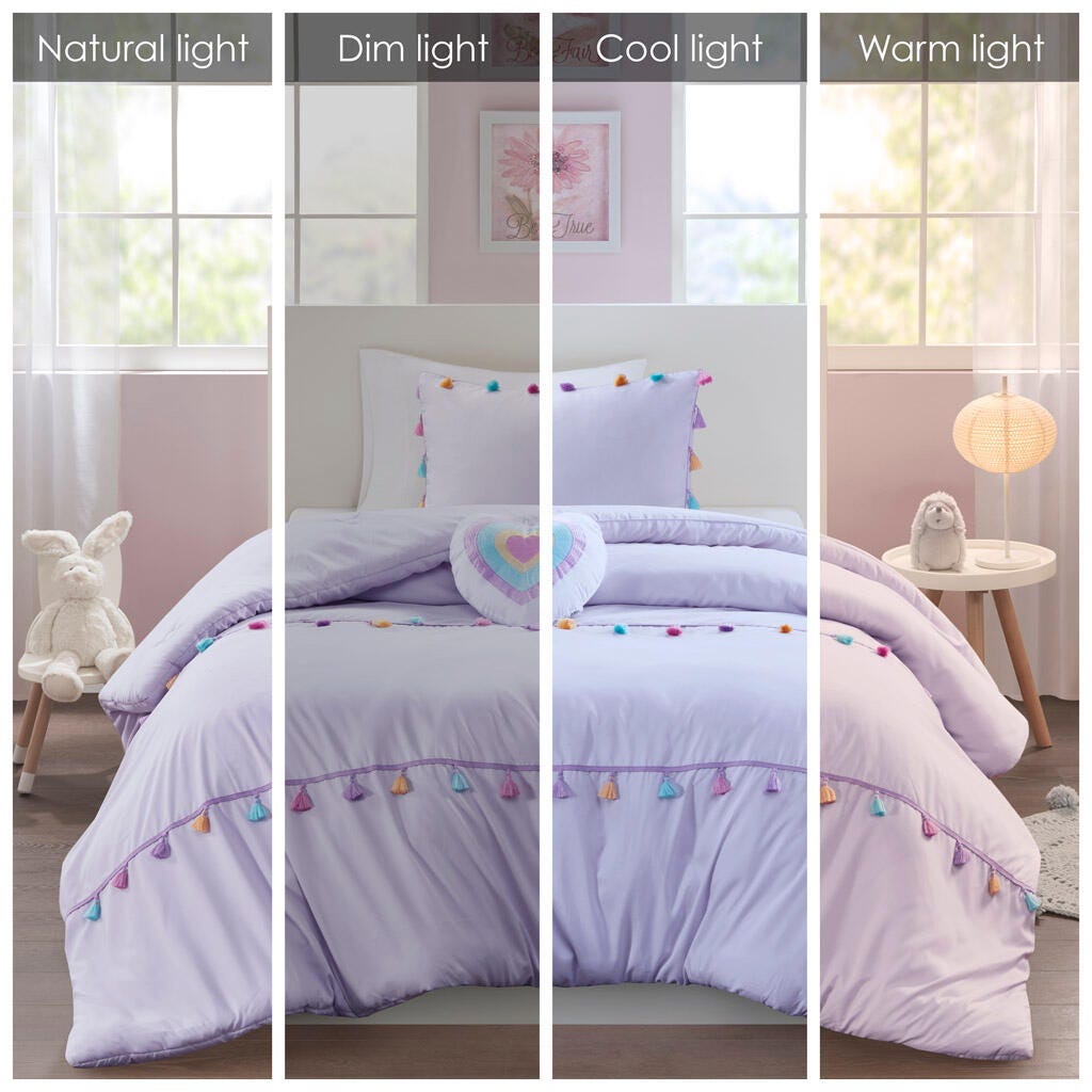 Intelligent Design Kids Tessa 3-Piece Twin Comforter Set, Lavender, large