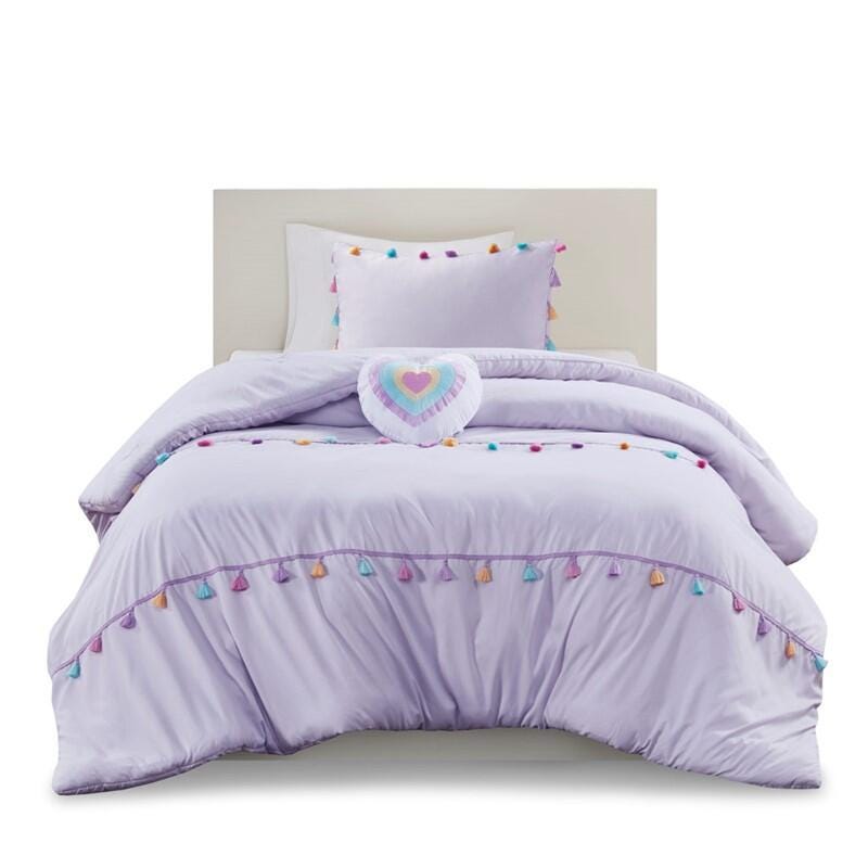Intelligent Design Kids Tessa 4-Piece Full/Queen Comforter Set, Lavender, rollover
