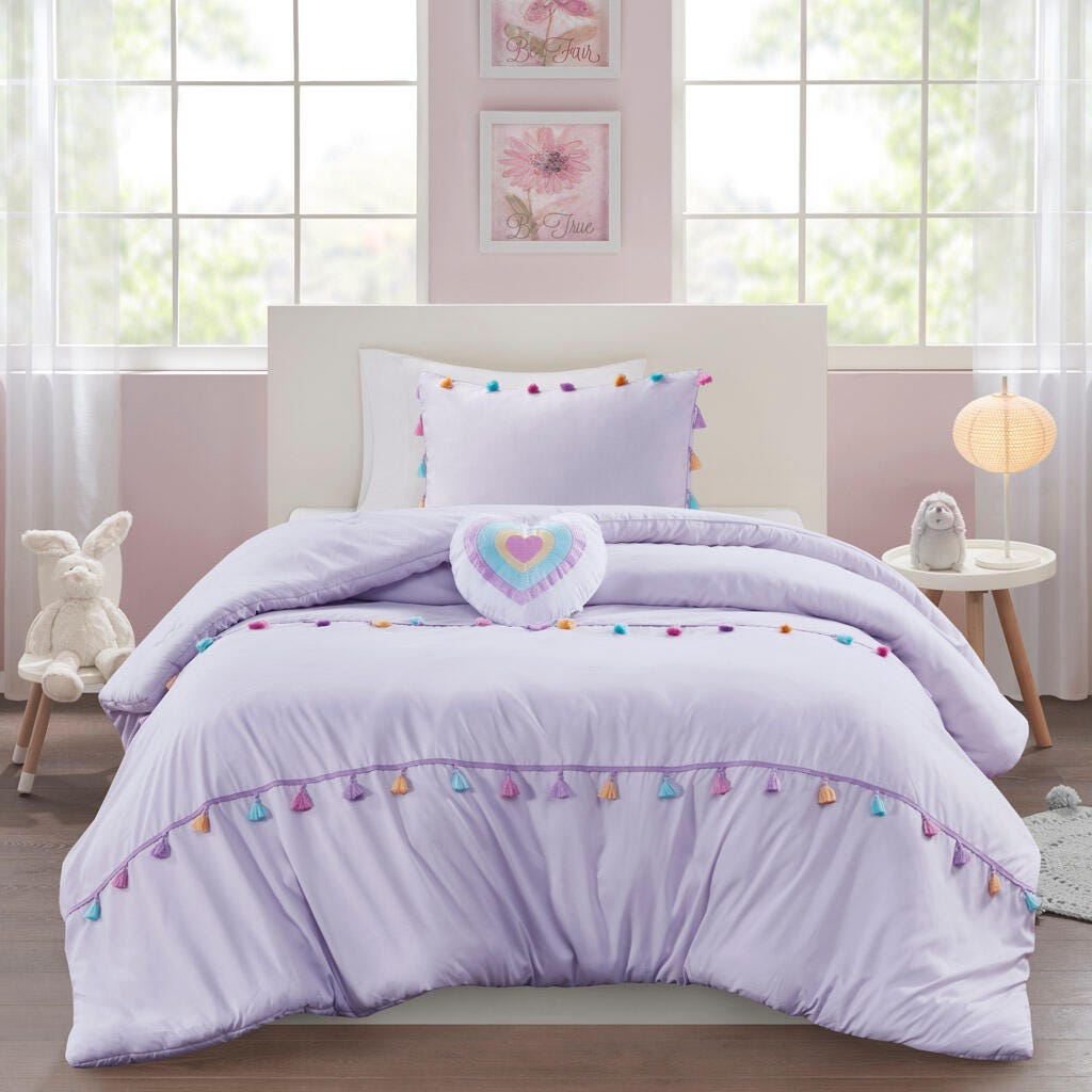 Intelligent Design Kids Tessa 4-Piece Full/Queen Comforter Set, Lavender, large