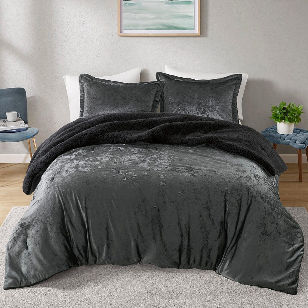 Intelligent Design Mira 3-Piece Full/Queen Comforter Set, Charcoal, large