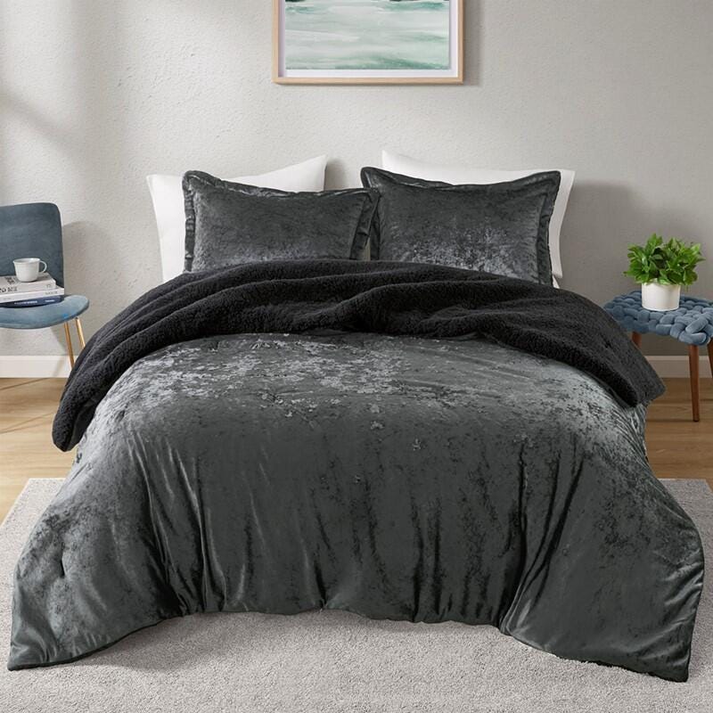 Intelligent Design Mira 3-Piece Full/Queen Comforter Set, Charcoal, large